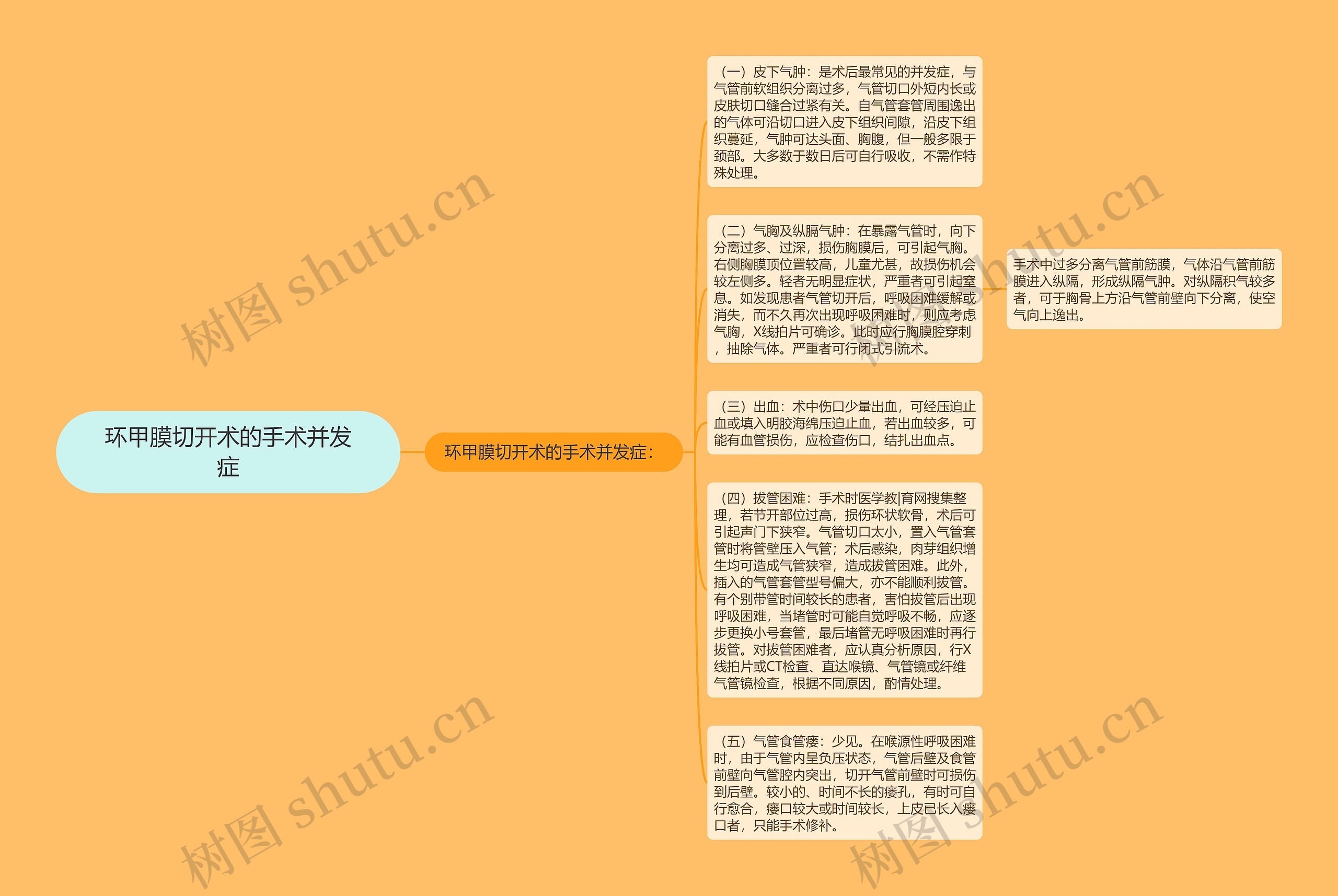 环甲膜切开术的手术并发症思维导图