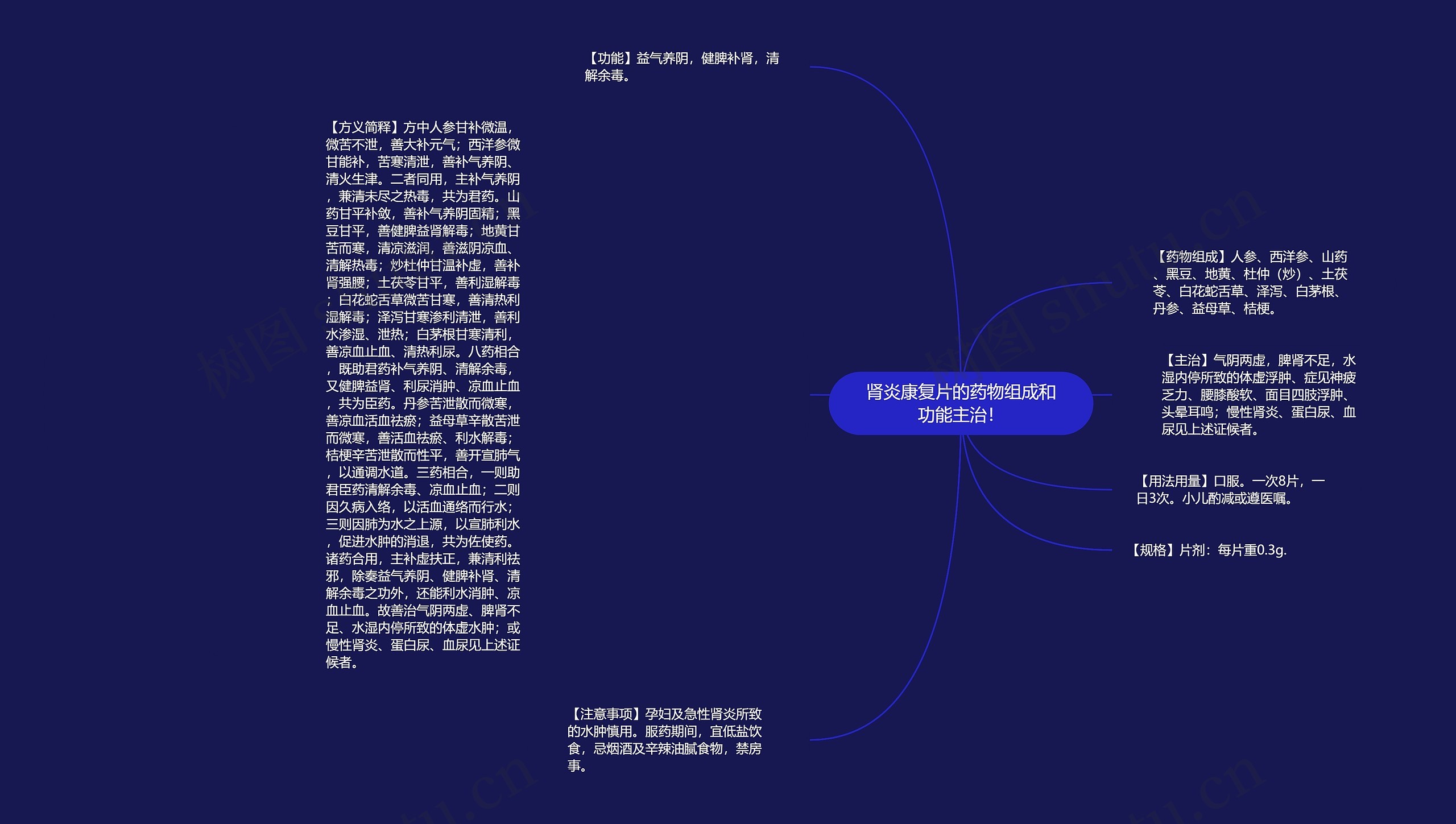 肾炎康复片的药物组成和功能主治！思维导图