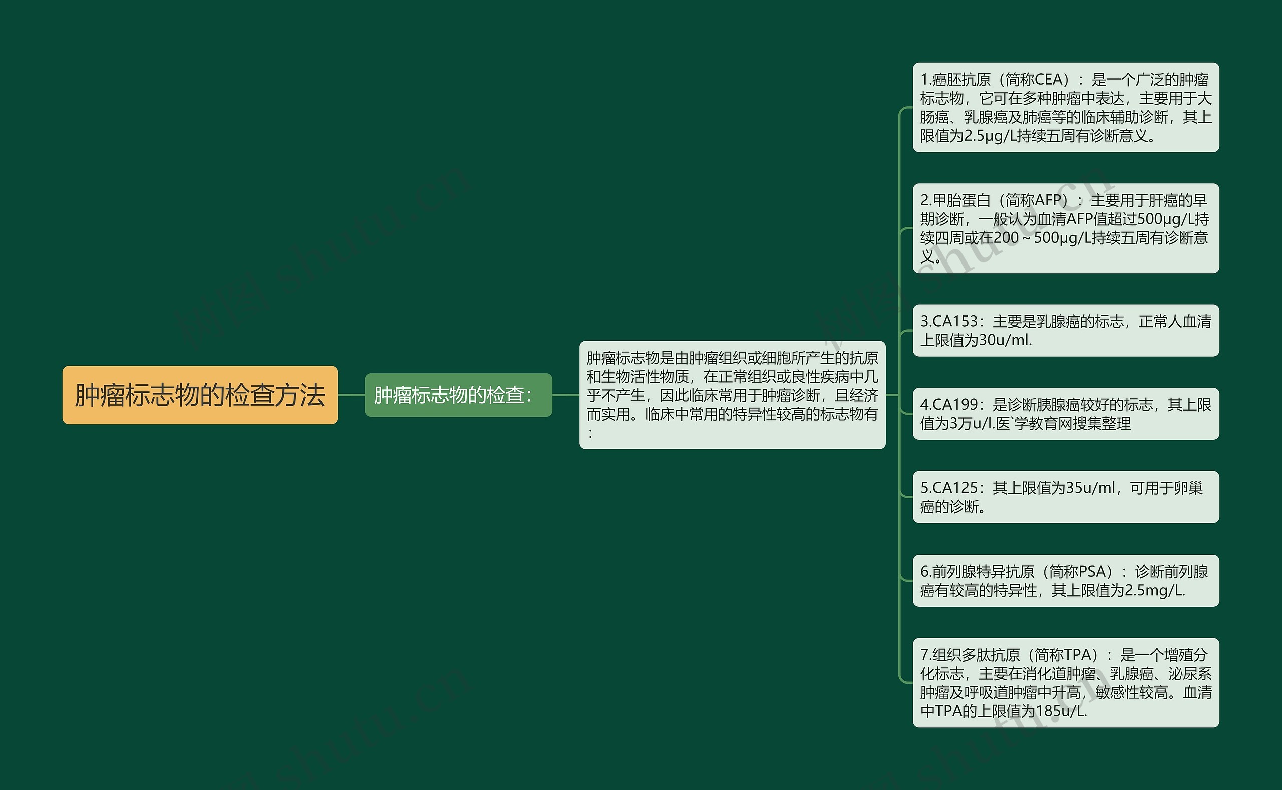 肿瘤标志物的检查方法思维导图