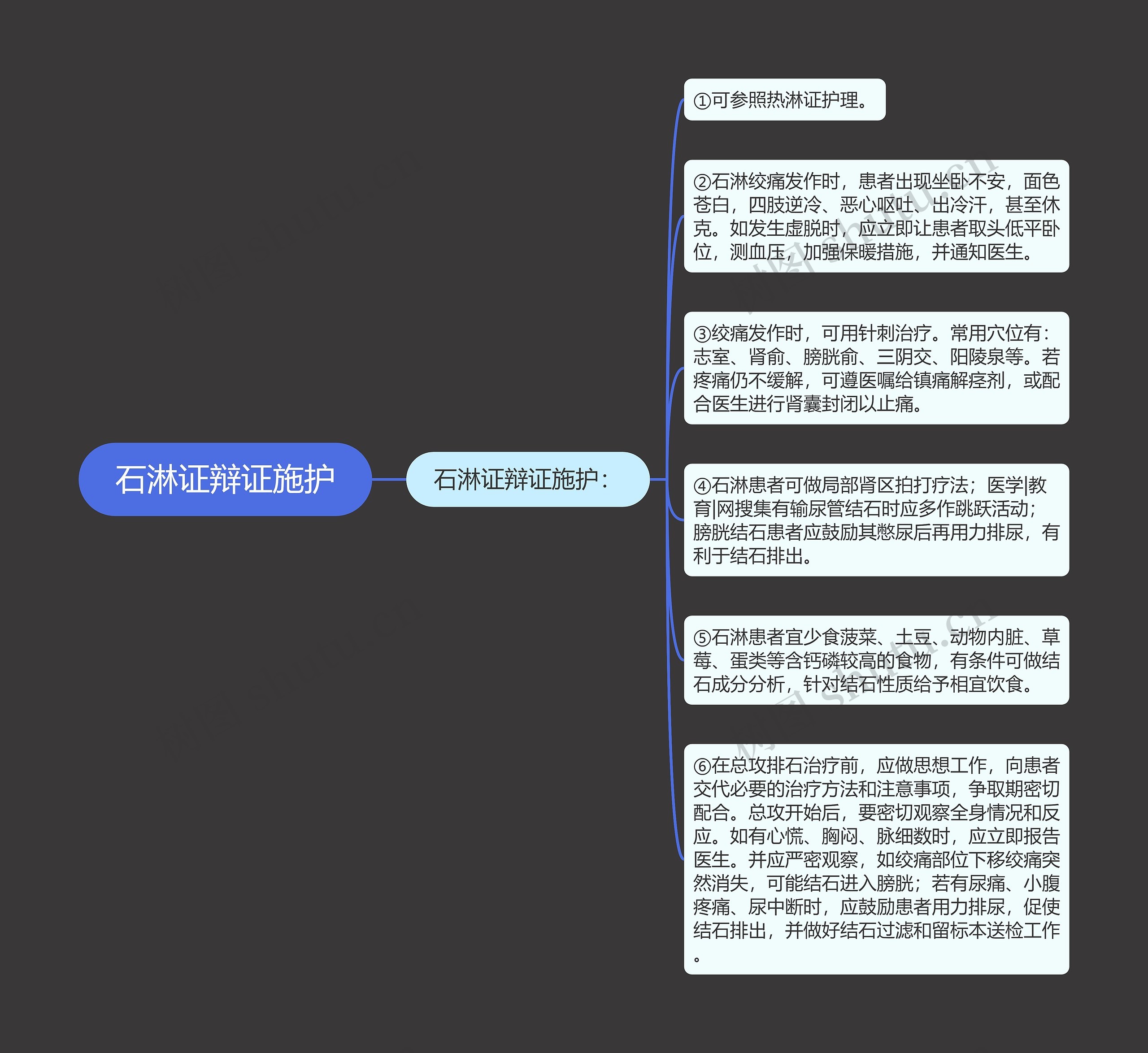 石淋证辩证施护思维导图