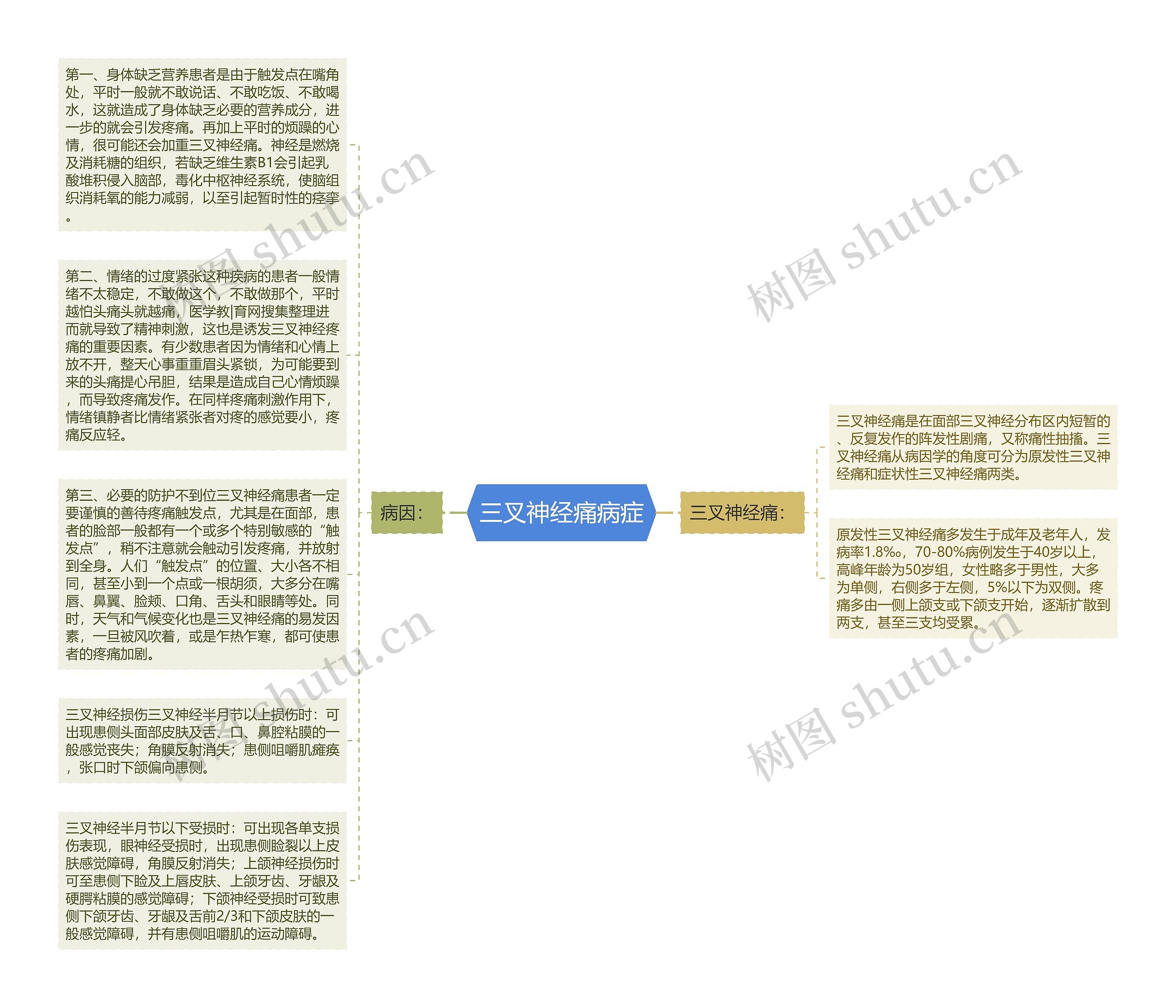 三叉神经痛病症思维导图