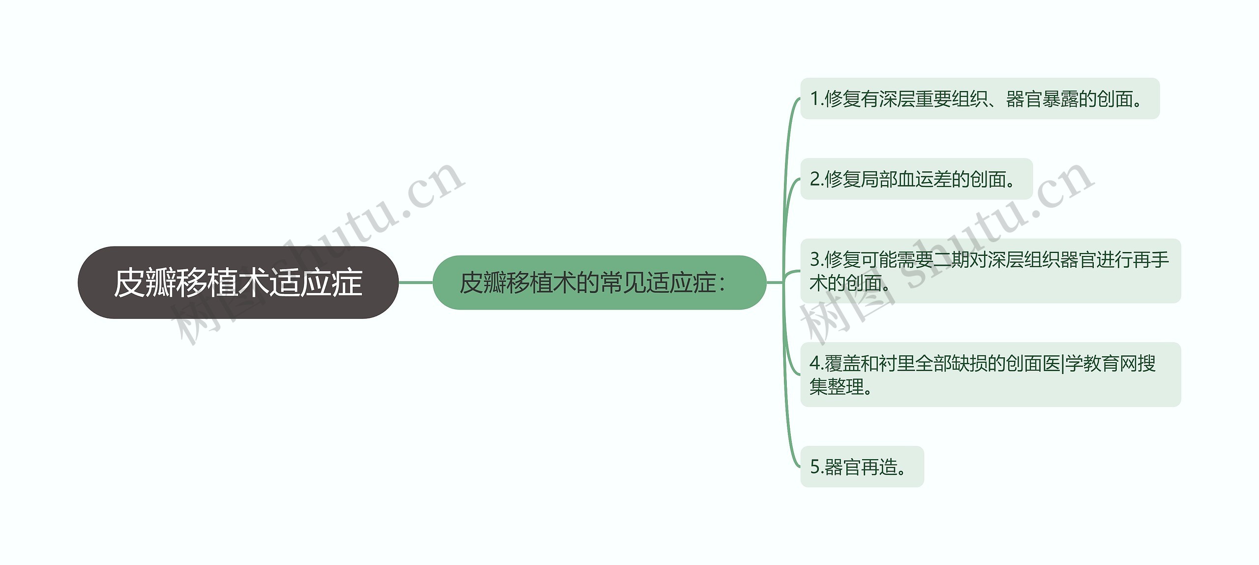 皮瓣移植术适应症思维导图