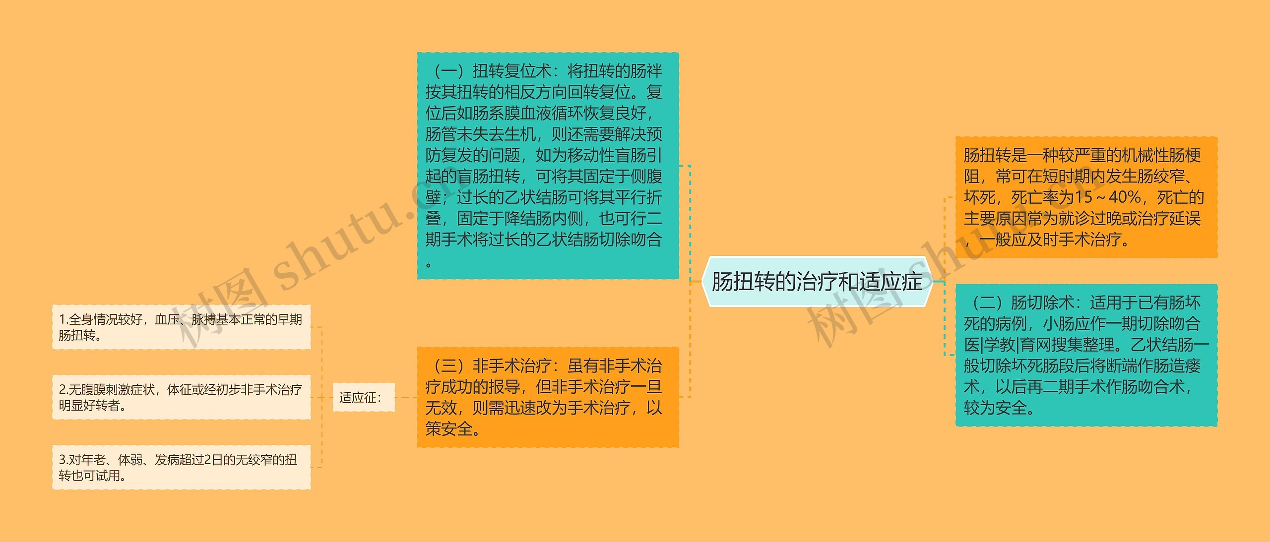 肠扭转的治疗和适应症思维导图高清图 肠扭转的治疗和适应症思维导图