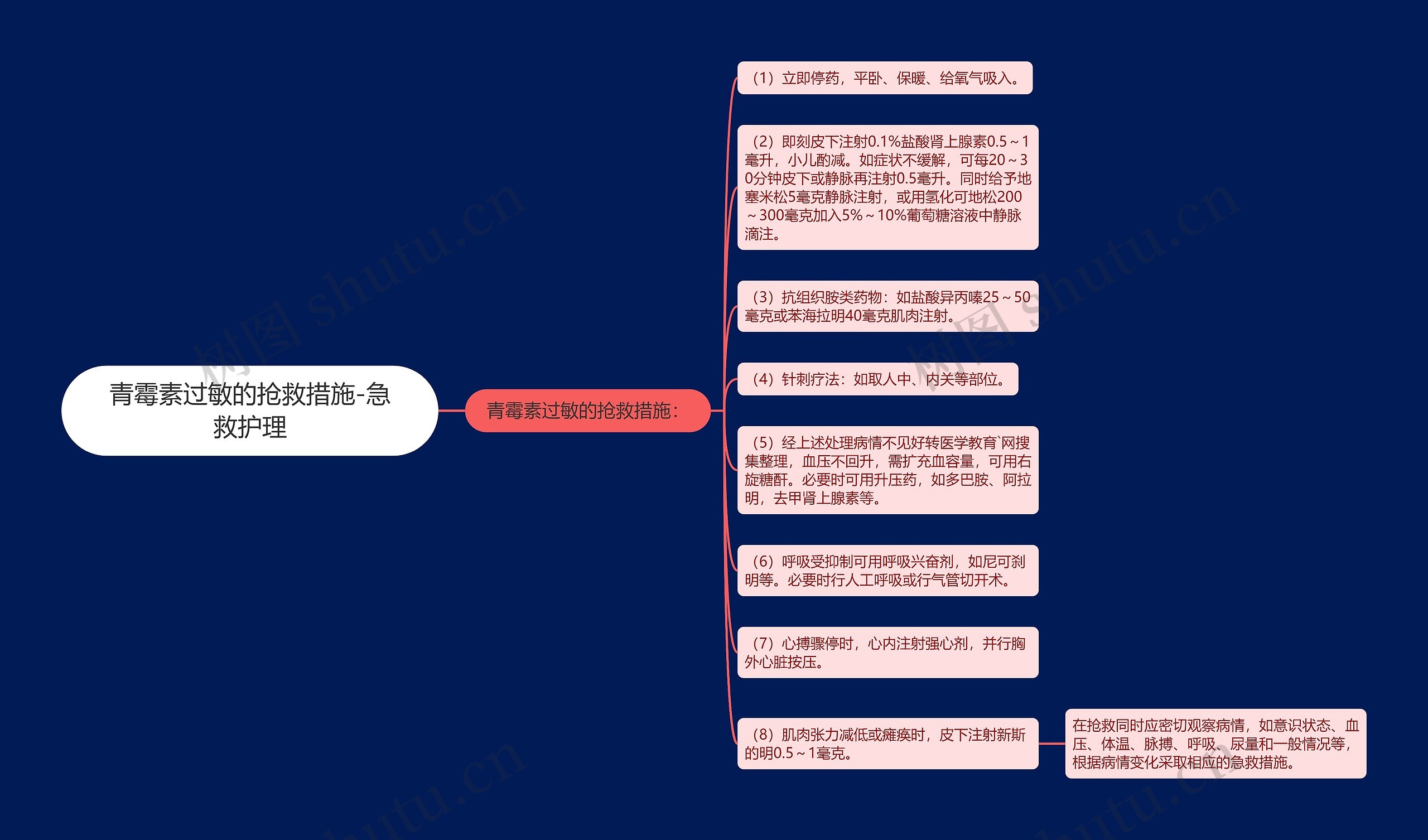 青霉素过敏的抢救措施-急救护理思维导图