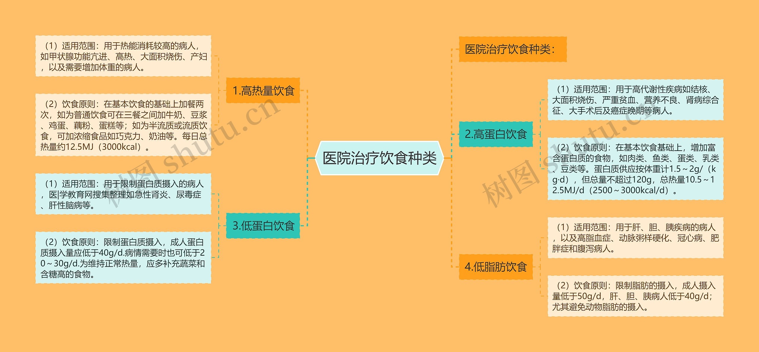 医院治疗饮食种类思维导图