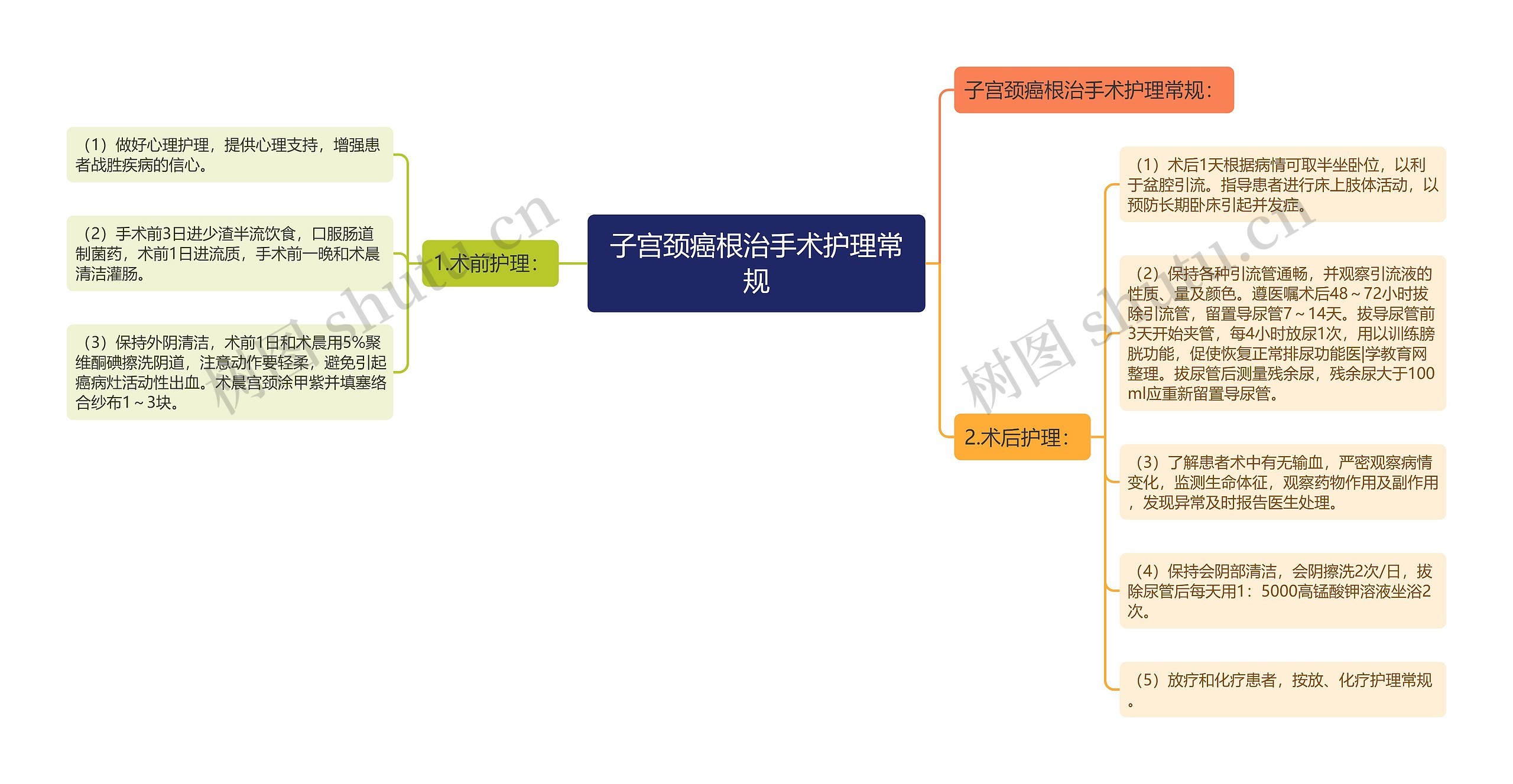 子宫颈癌根治手术护理常规思维导图