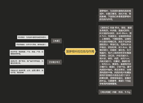 菠萝根叶的功效与作用