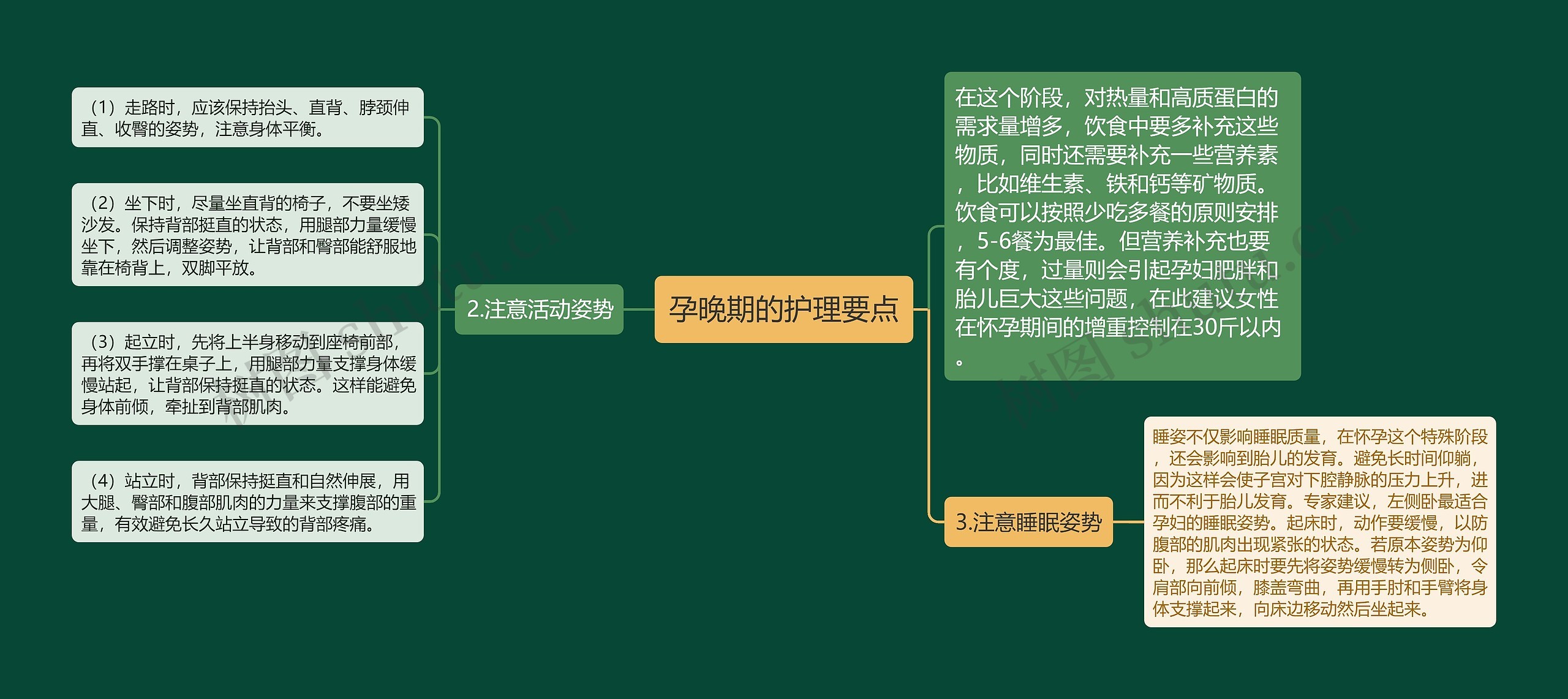 孕晚期的护理要点思维导图