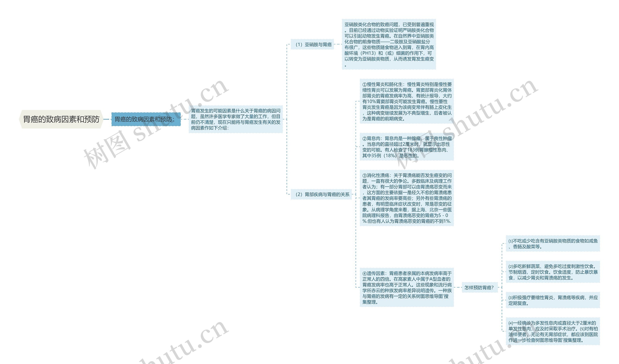 胃癌的致病因素和预防思维导图