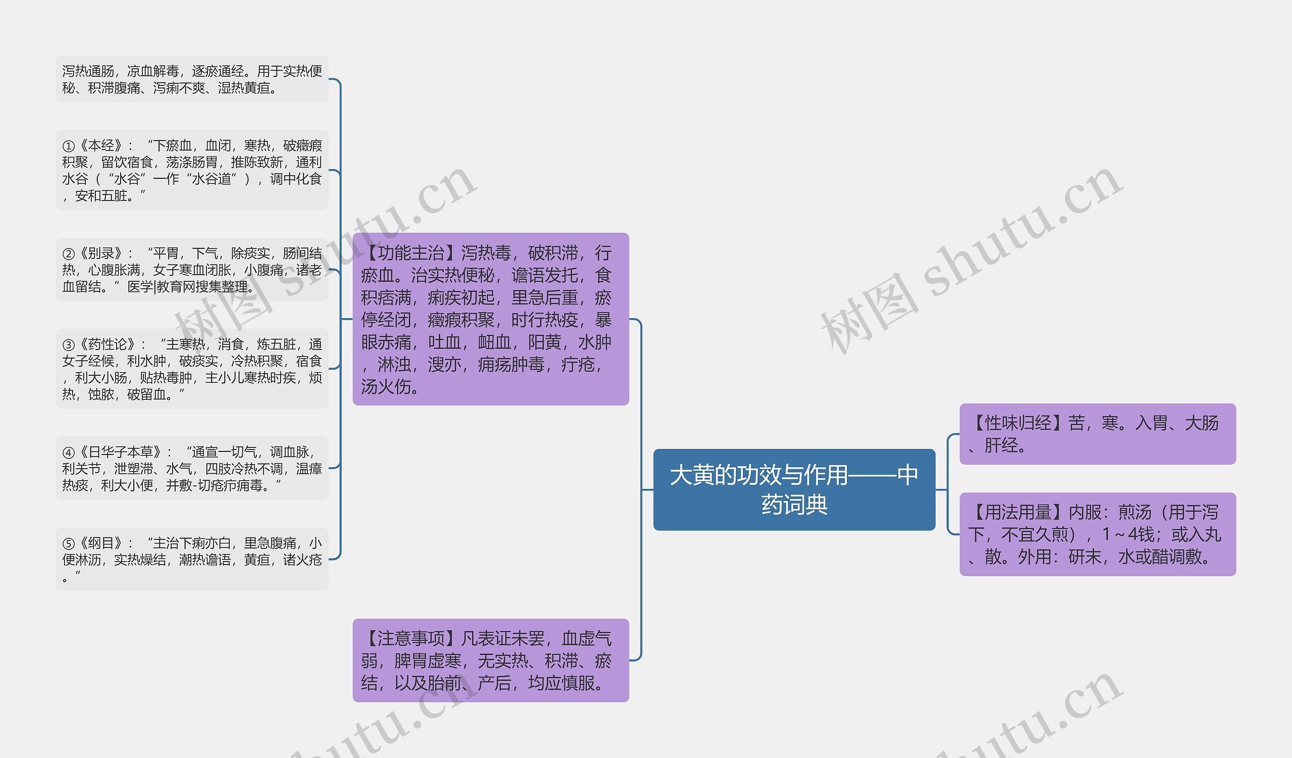 大黄的功效与作用——中药词典思维导图