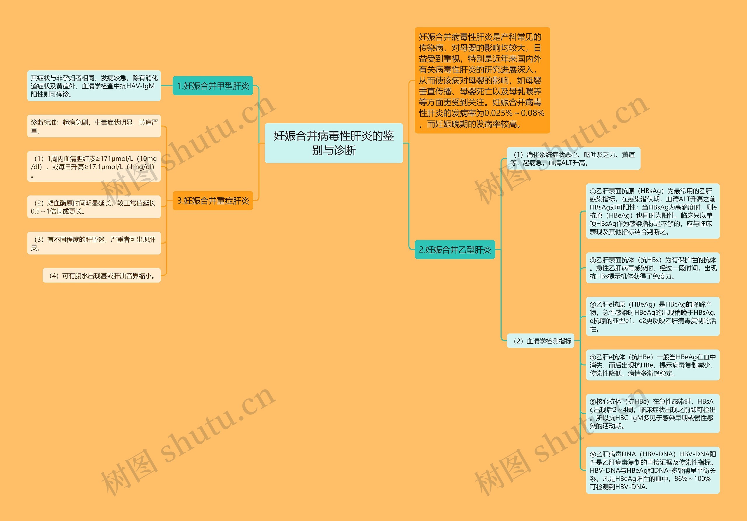 妊娠合并病毒性肝炎的鉴别与诊断思维导图