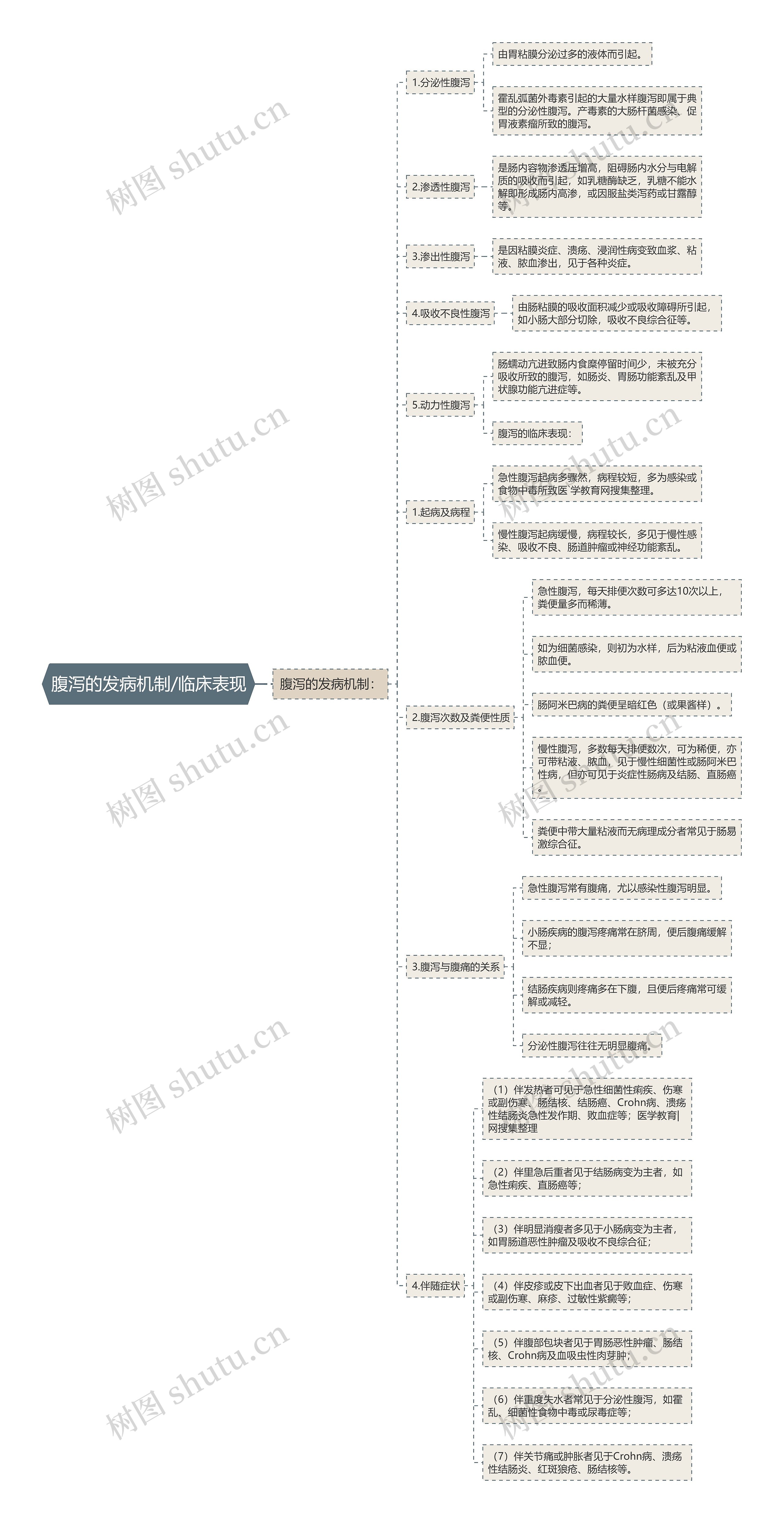 腹泻的发病机制/临床表现思维导图