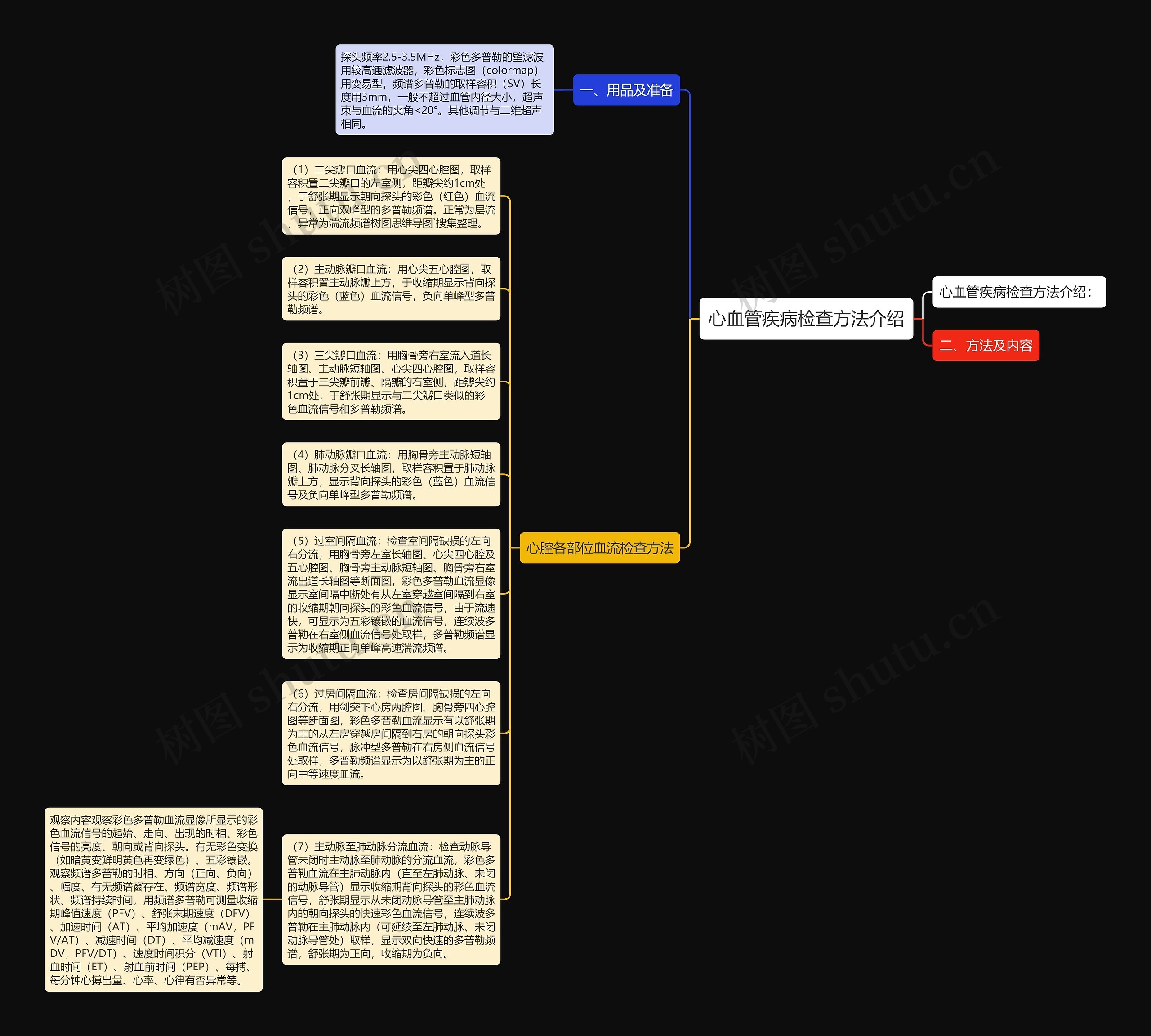 心血管疾病检查方法介绍思维导图