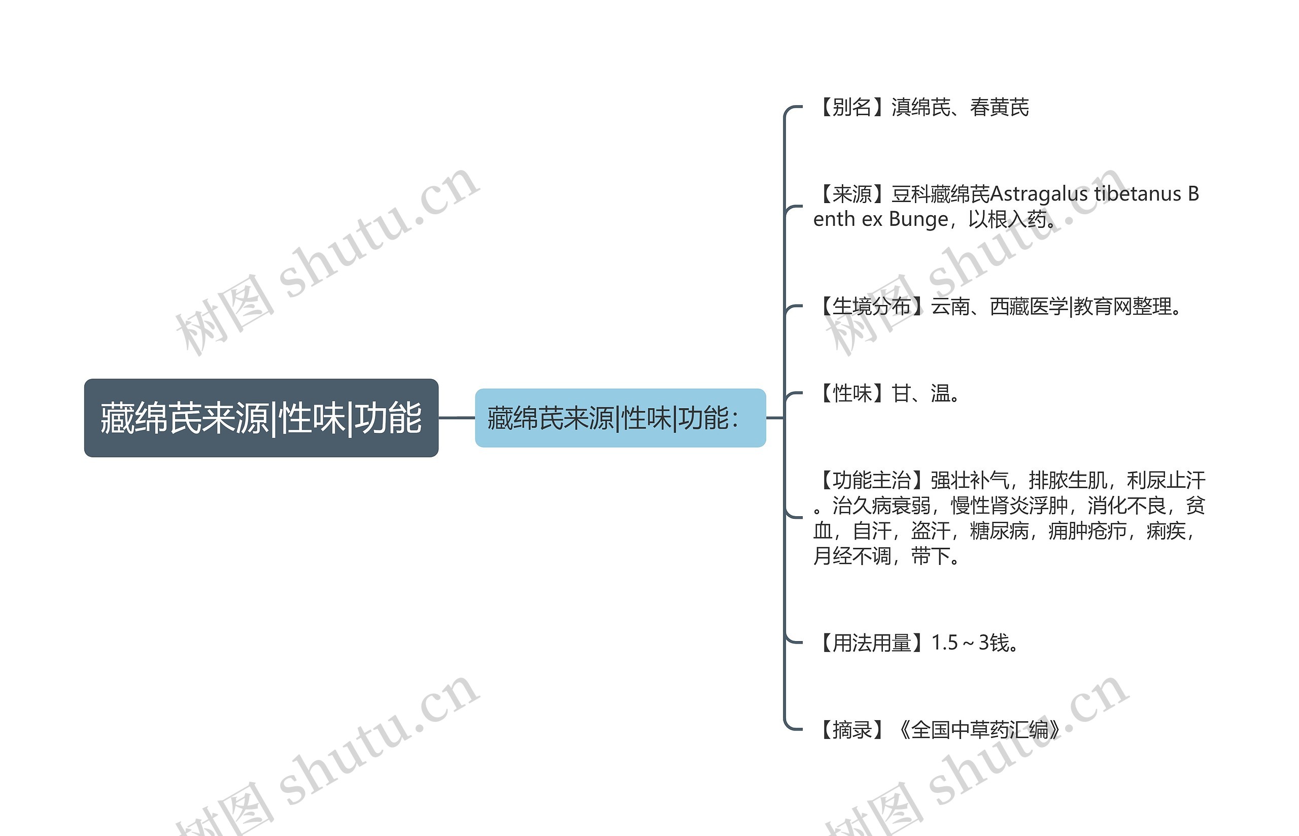 藏绵芪来源|性味|功能思维导图