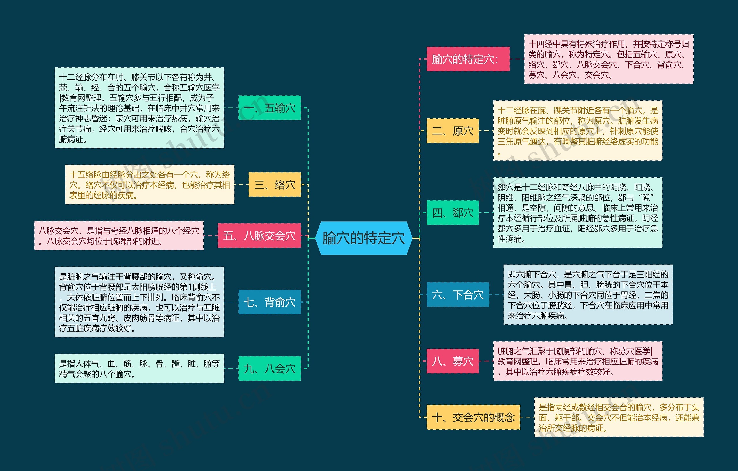 腧穴的特定穴思维导图