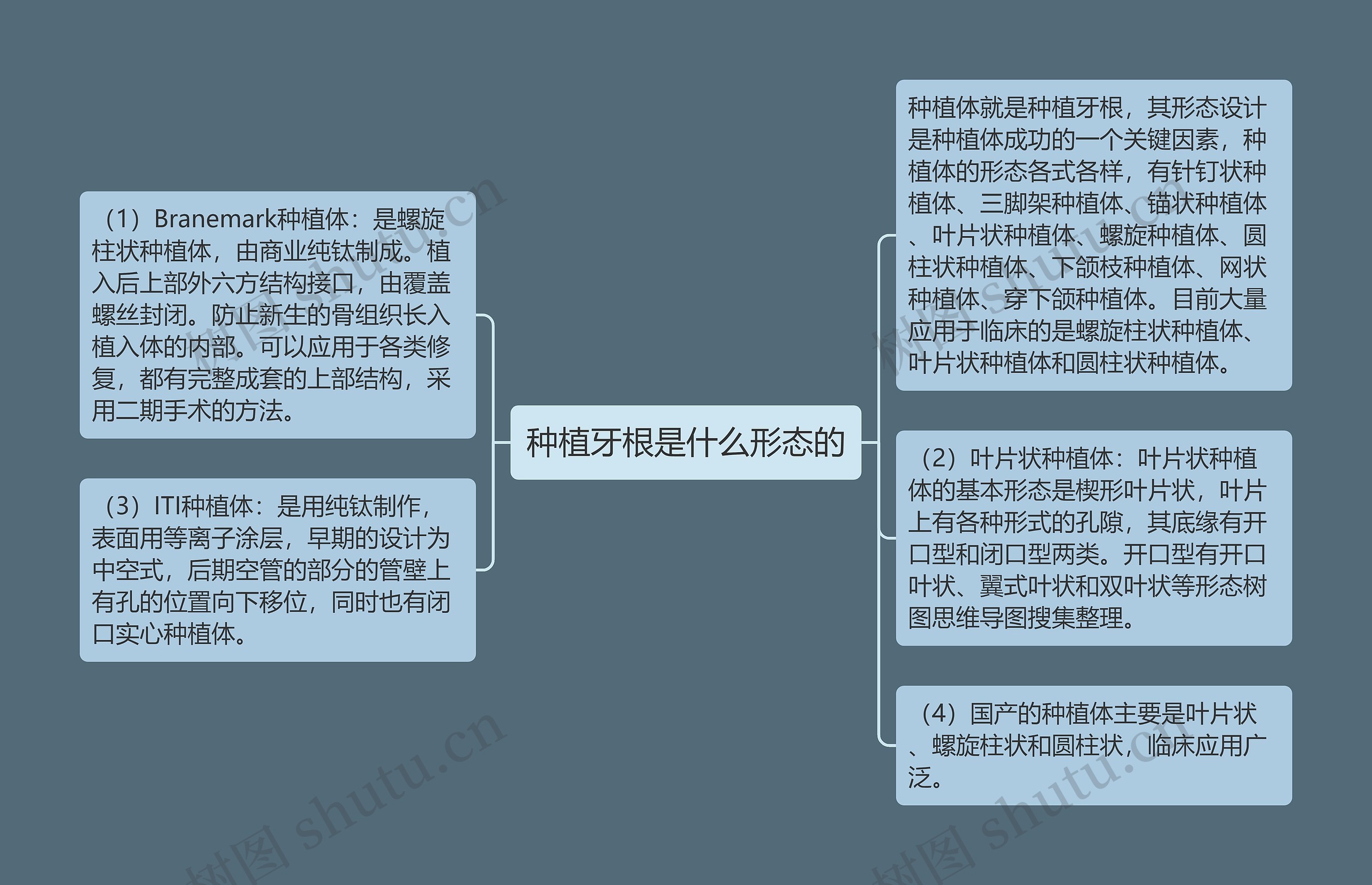 种植牙根是什么形态的思维导图