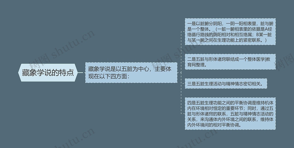 藏象学说的特点思维导图_编号p6787041-TreeMind树图