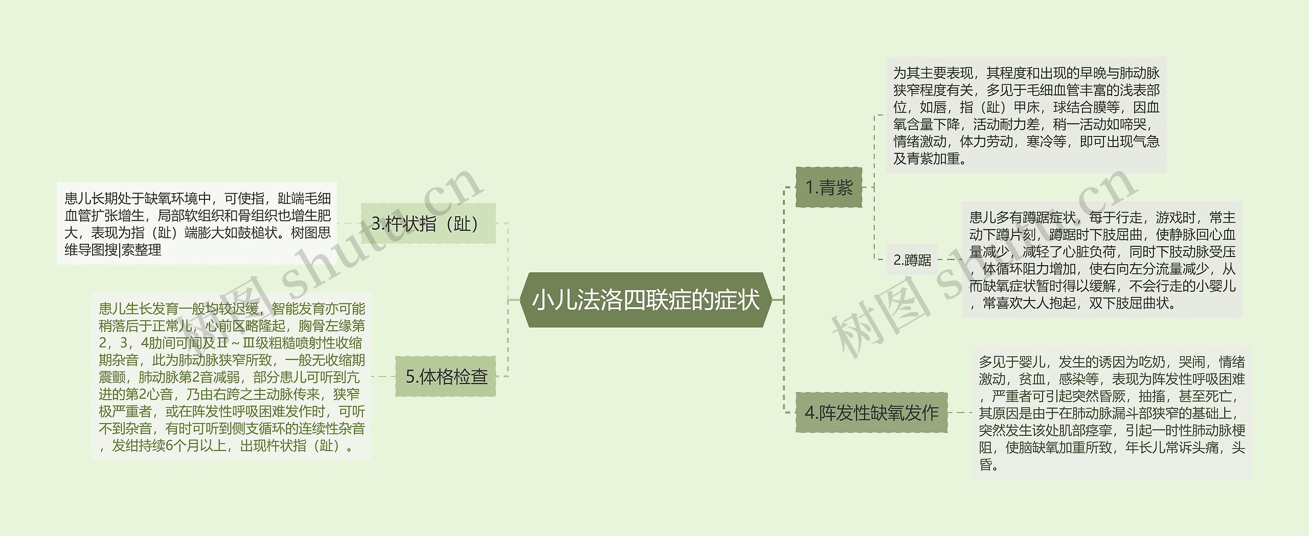 小儿法洛四联症的症状思维导图