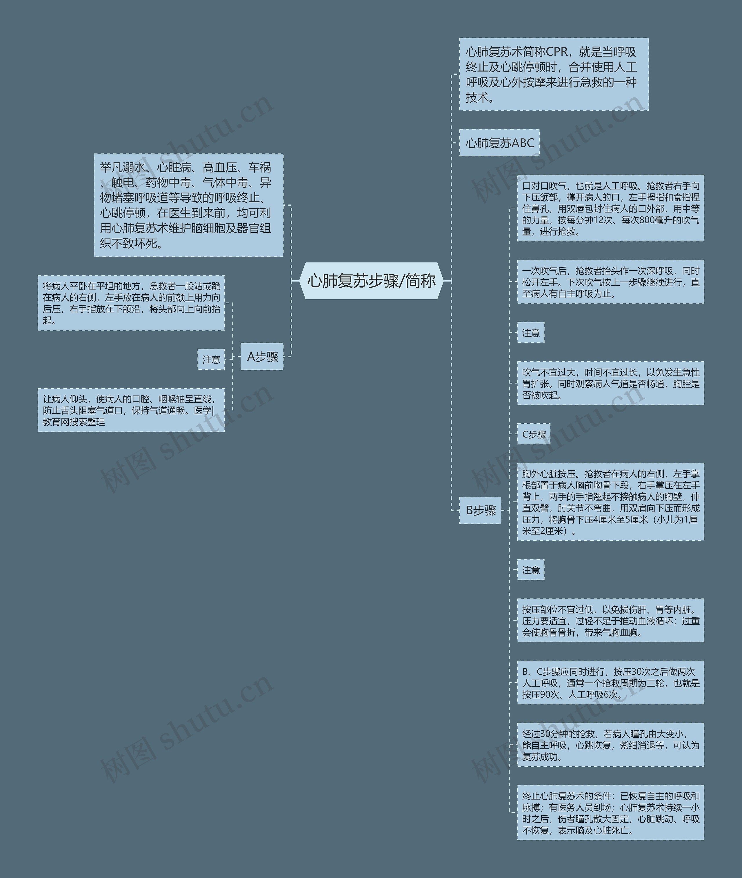 心肺复苏步骤/简称思维导图