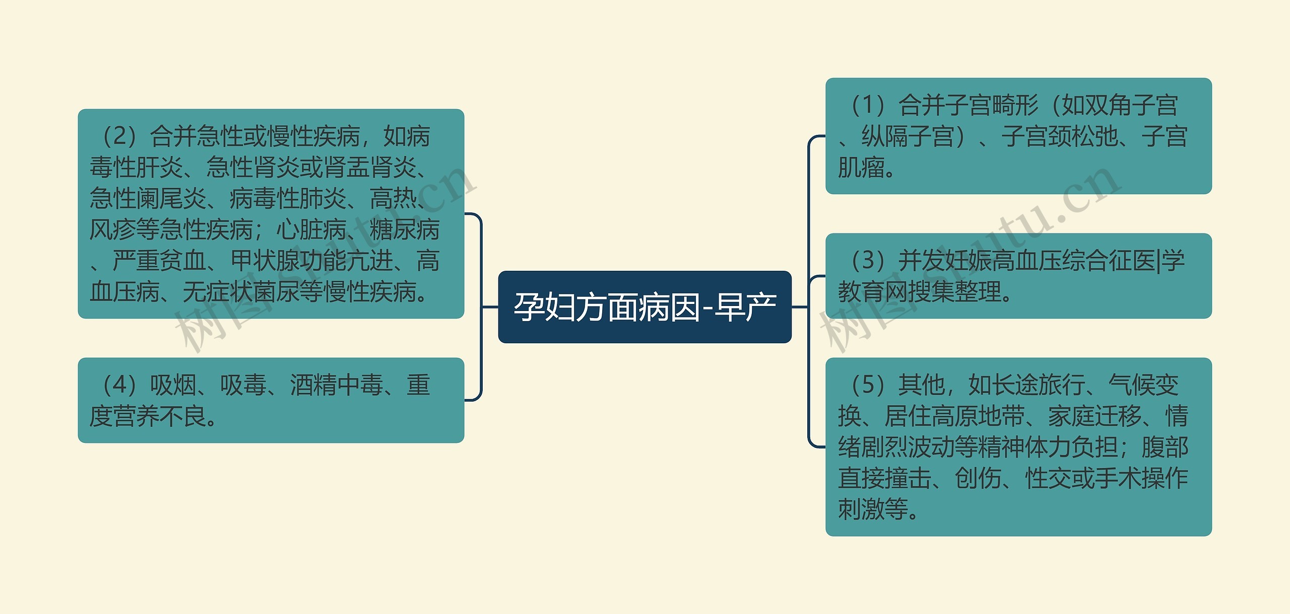 孕妇方面病因-早产思维导图