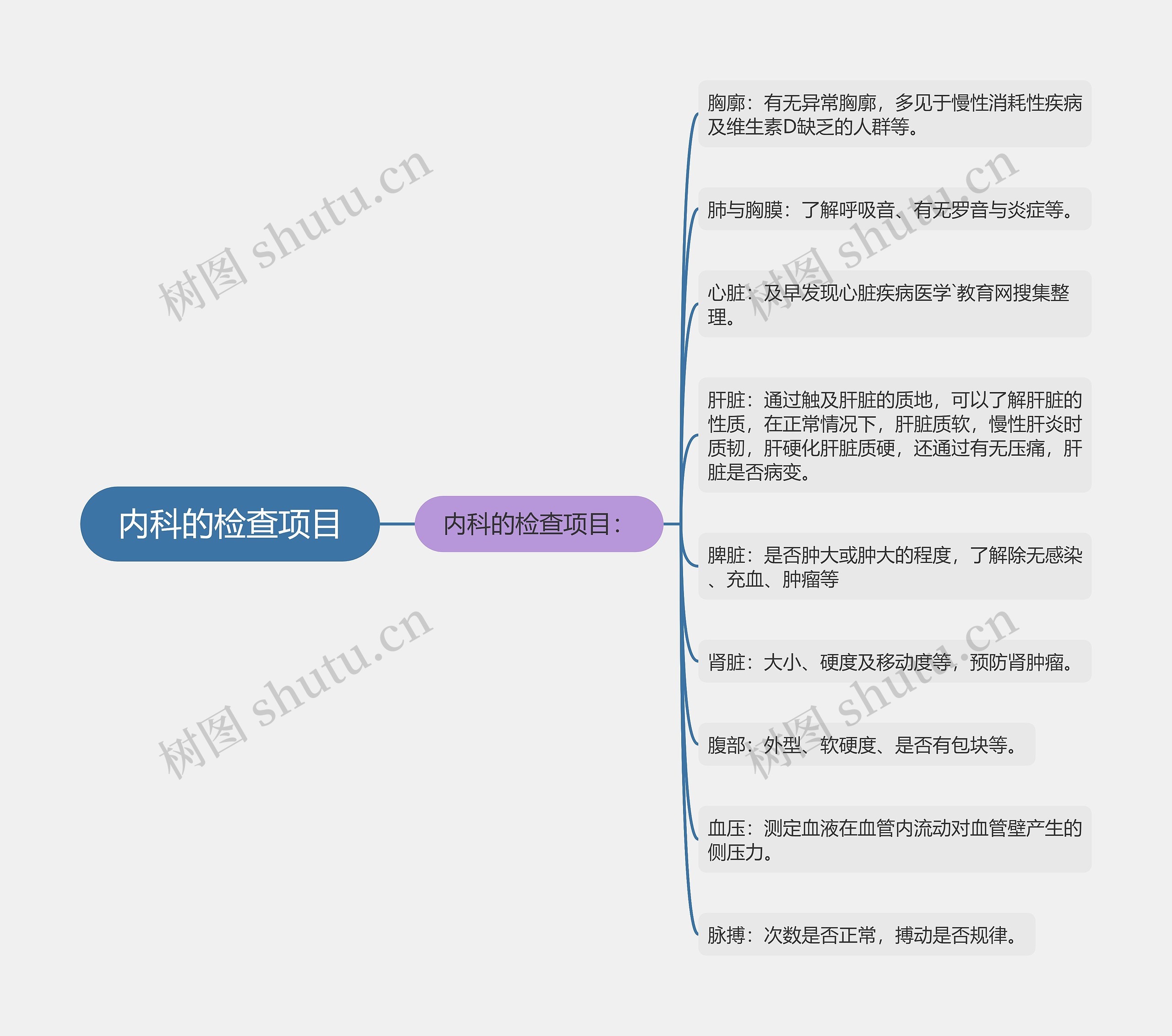 内科的检查项目思维导图