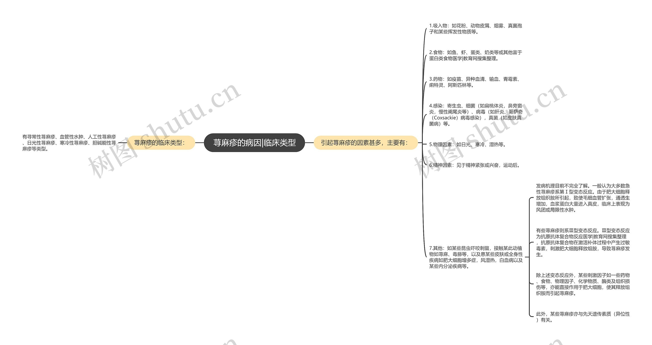荨麻疹的病因|临床类型思维导图