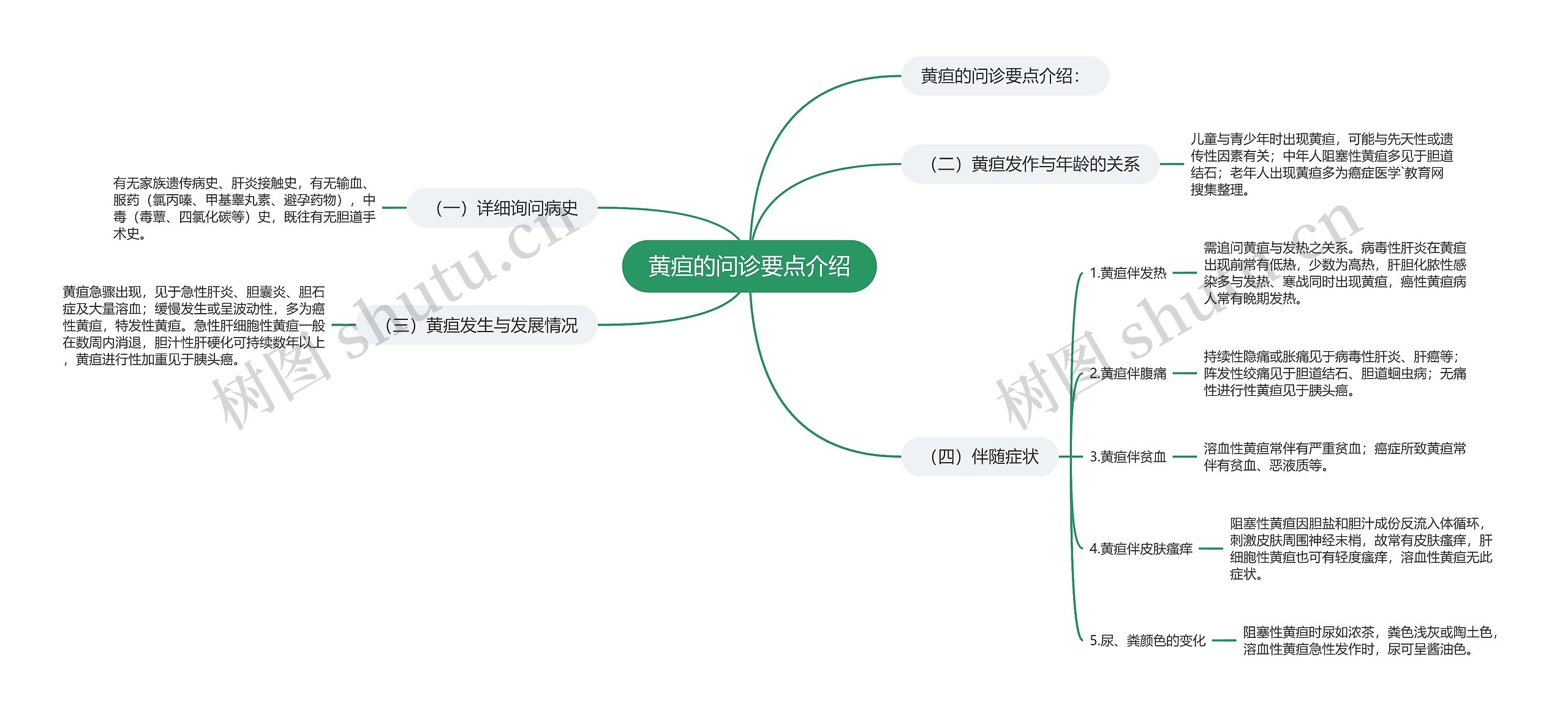 黄疸的问诊要点介绍思维导图