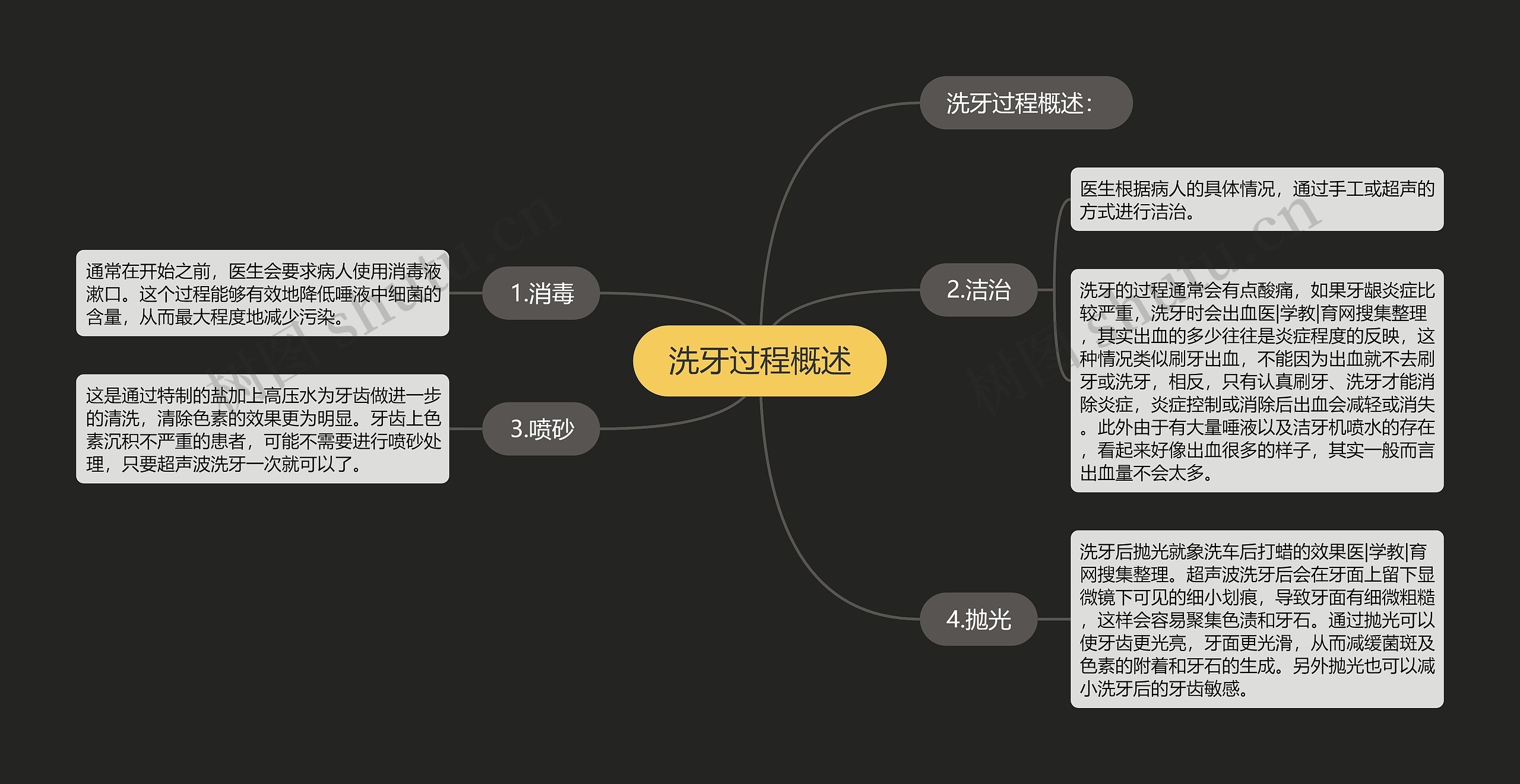 洗牙过程概述思维导图