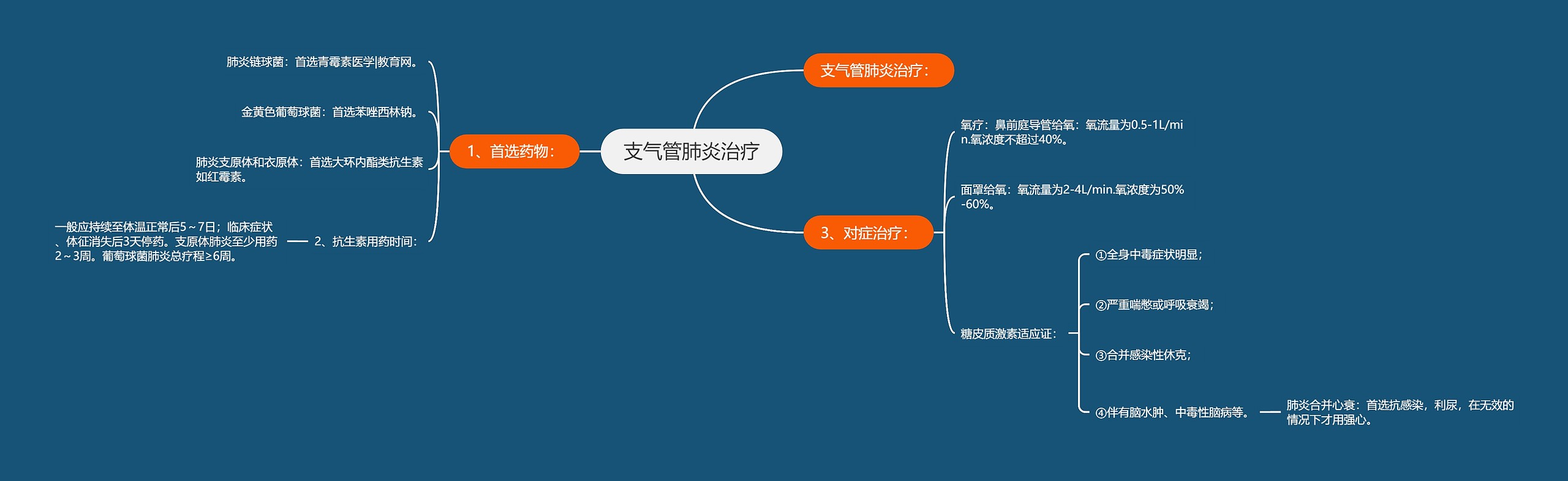 支气管肺炎治疗思维导图