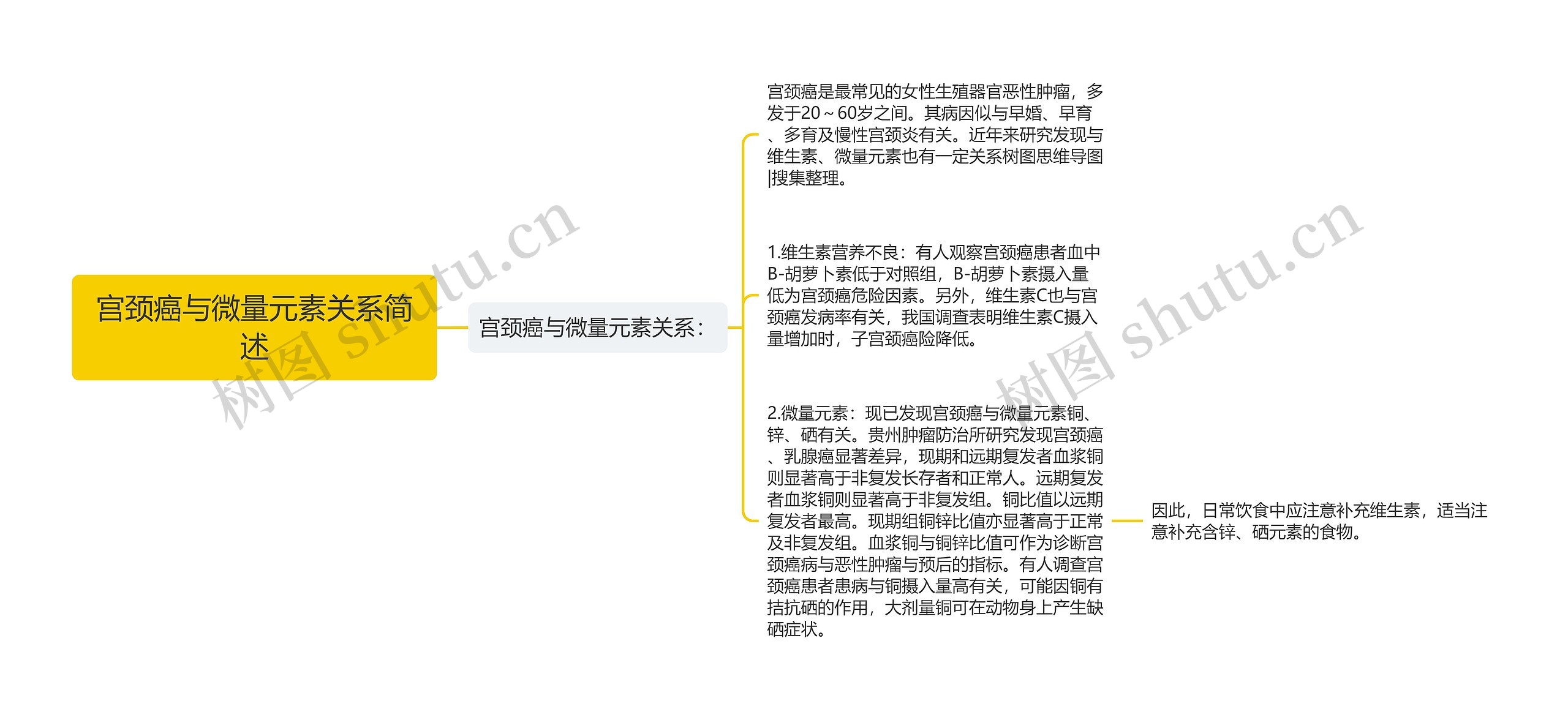 宫颈癌与微量元素关系简述思维导图