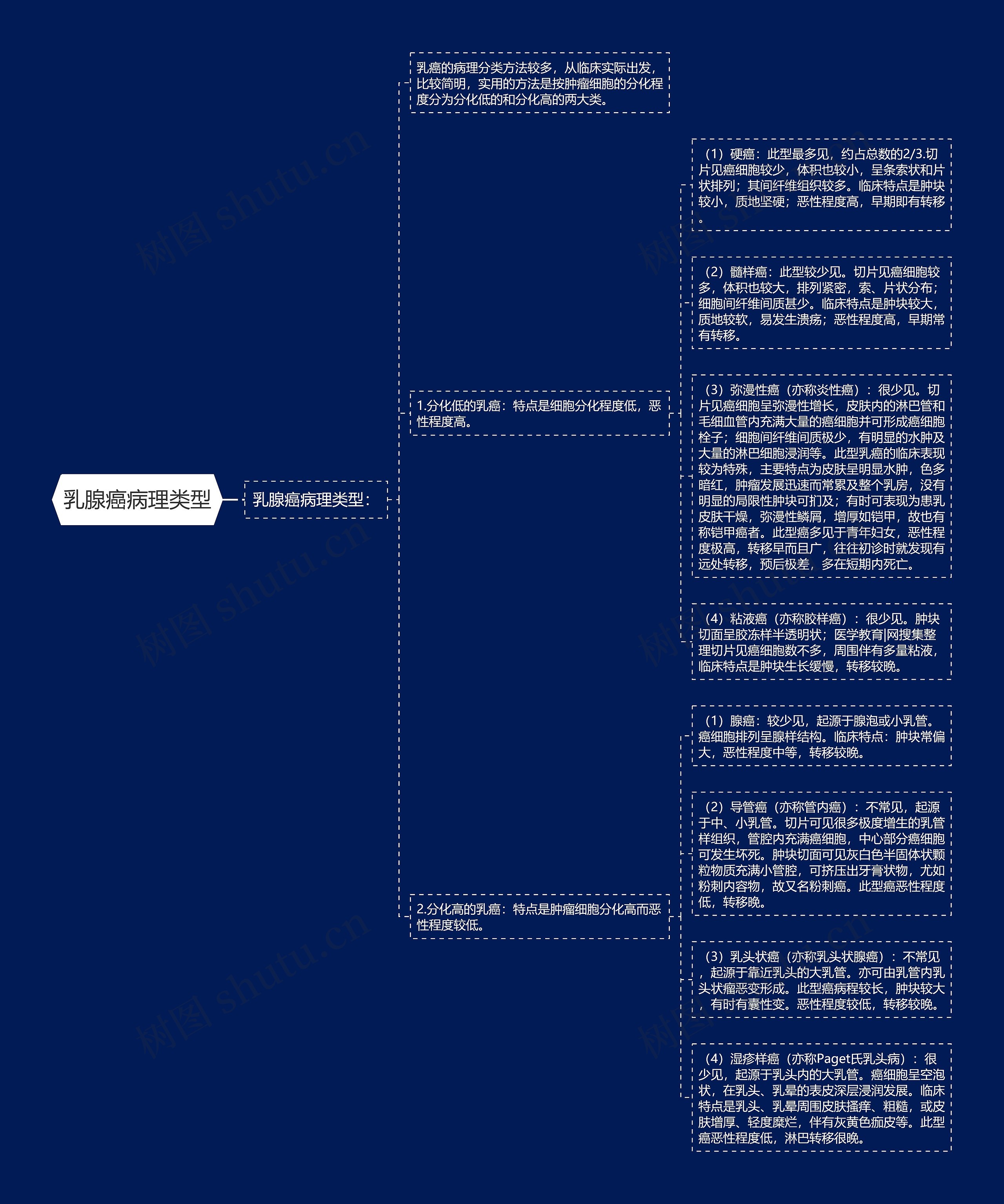 乳腺癌病理类型思维导图