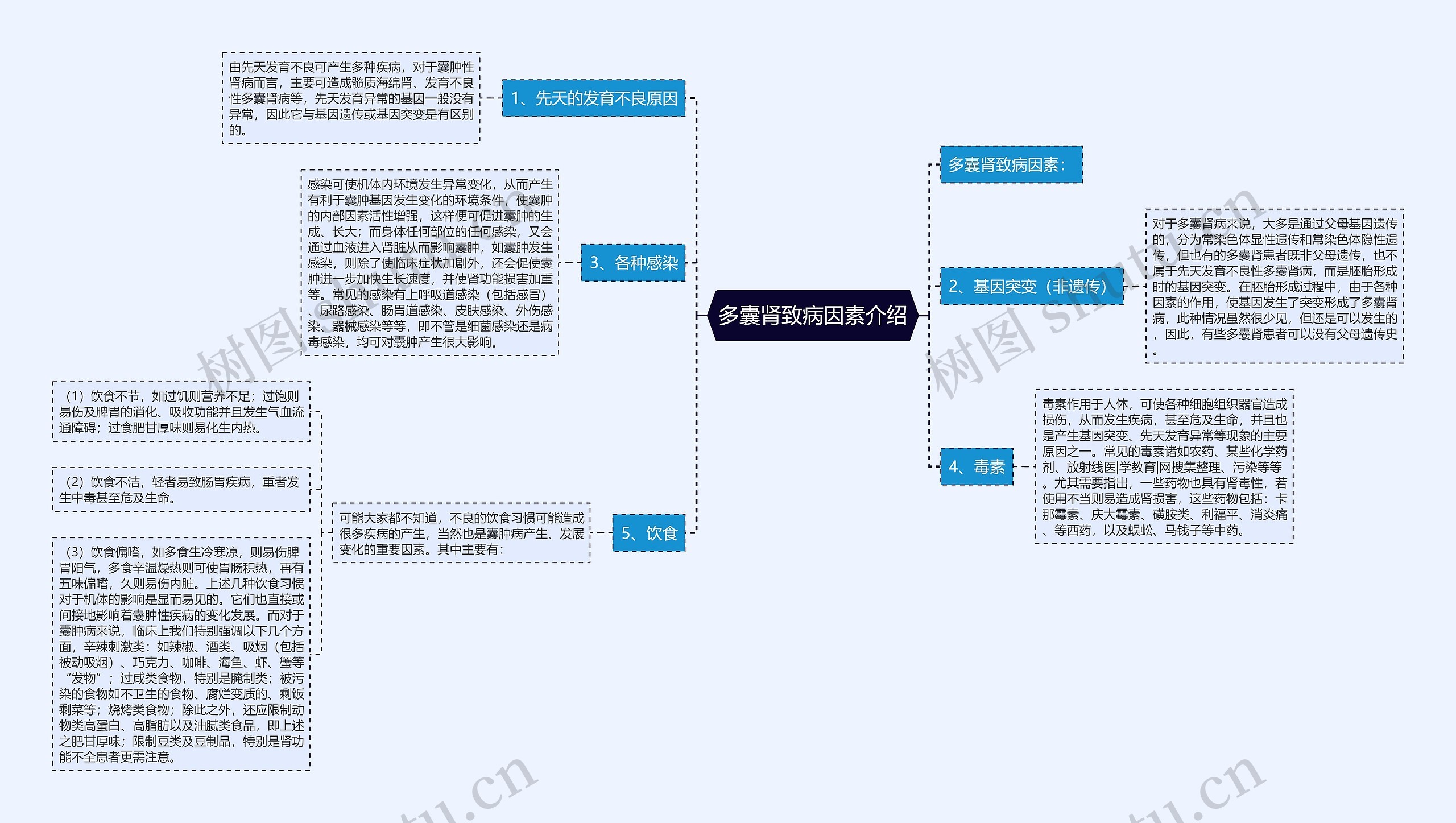 多囊肾致病因素介绍思维导图