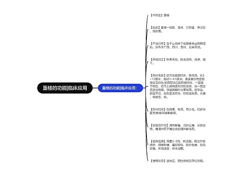 重楼的功能|临床应用