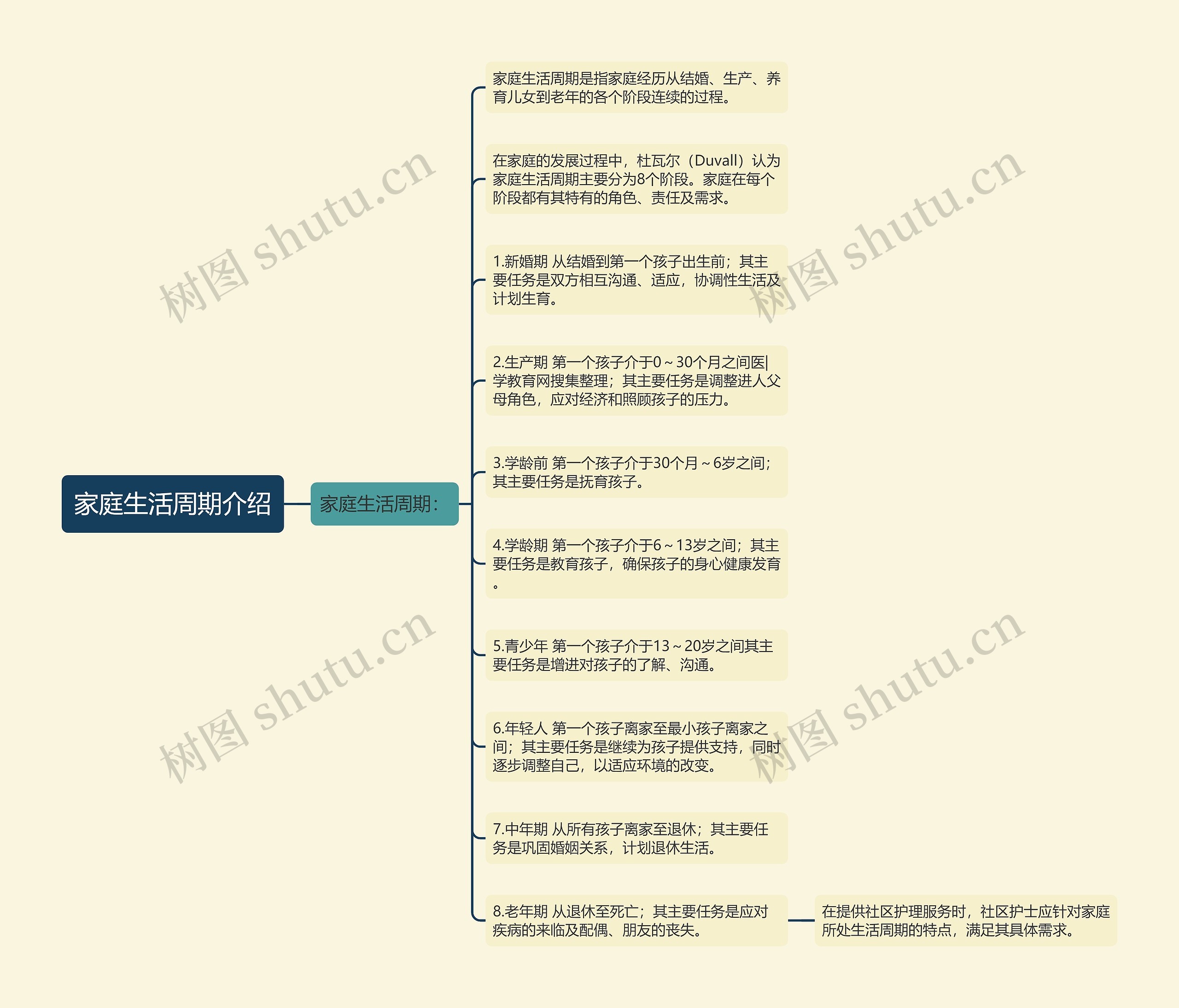 家庭生活周期介绍思维导图