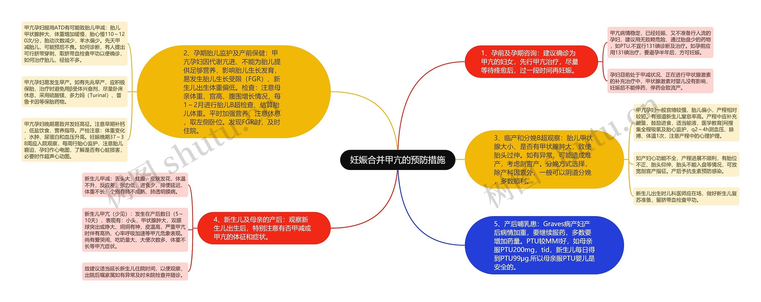 妊娠合并甲亢的预防措施思维导图