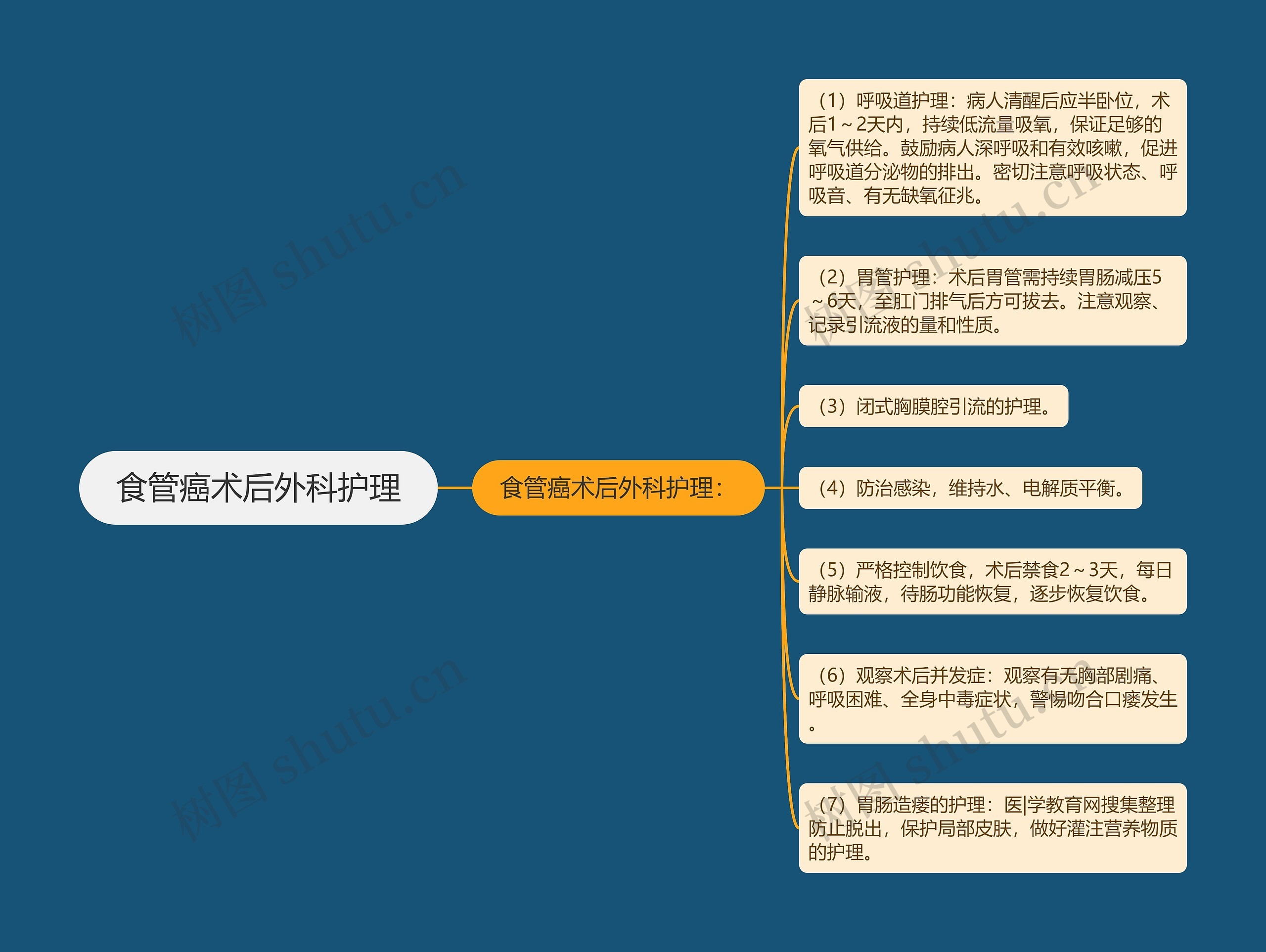 食管癌术后外科护理思维导图