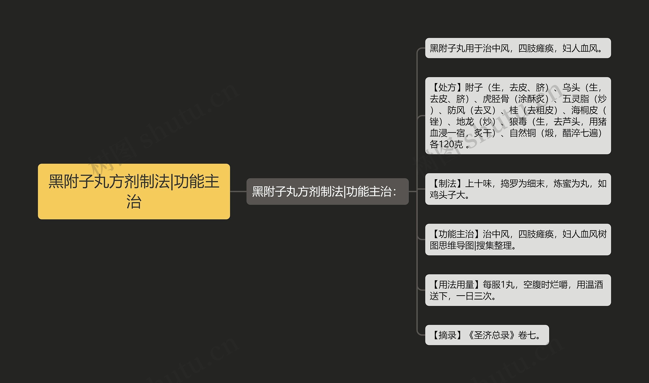 黑附子丸方剂制法|功能主治思维导图