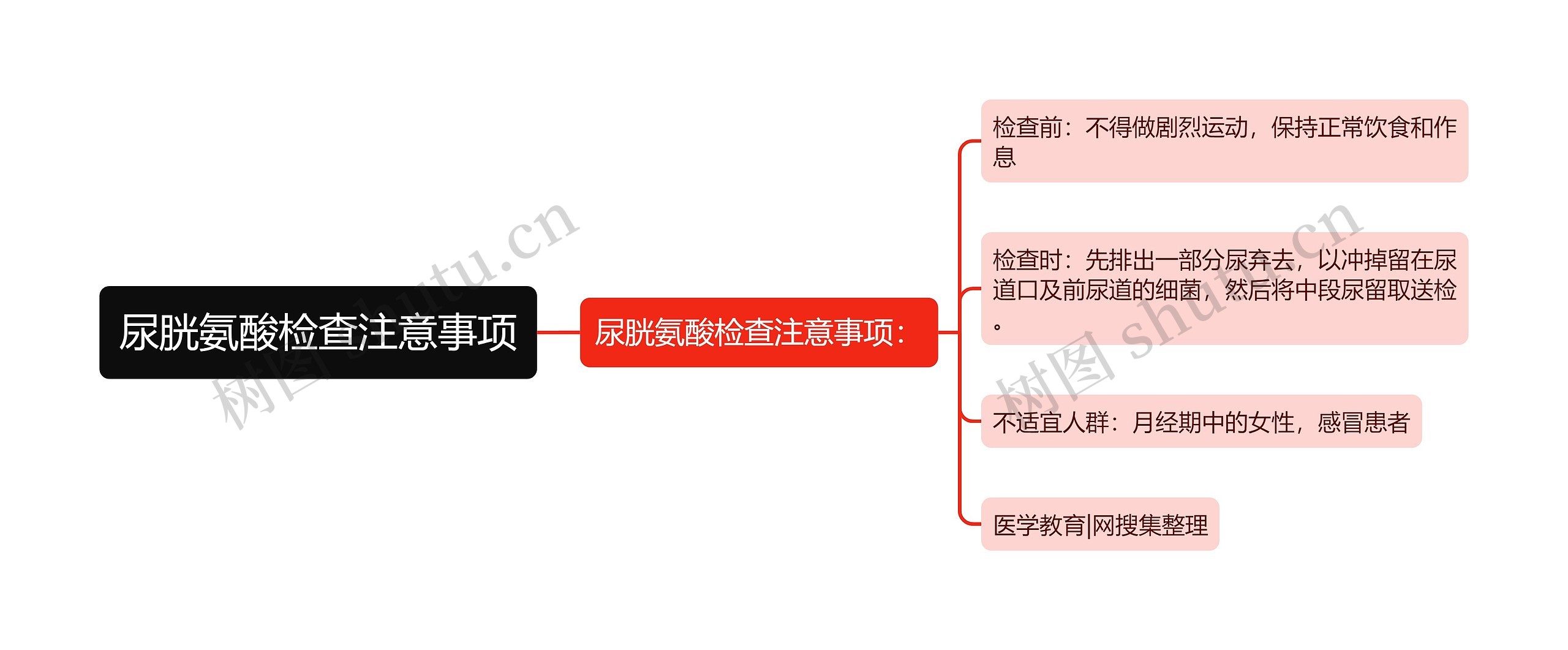 尿胱氨酸检查注意事项思维导图