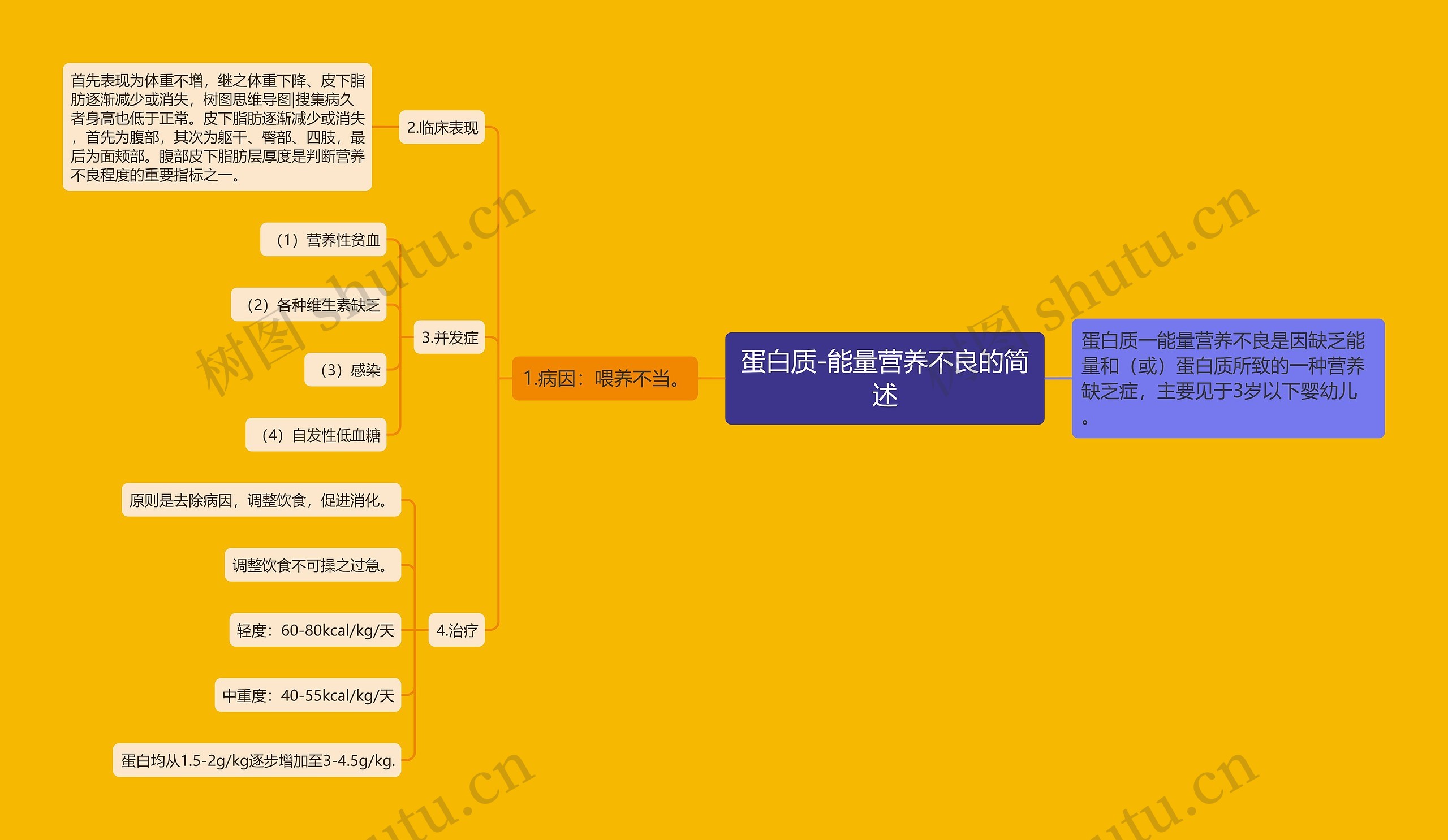 蛋白质-能量营养不良的简述思维导图