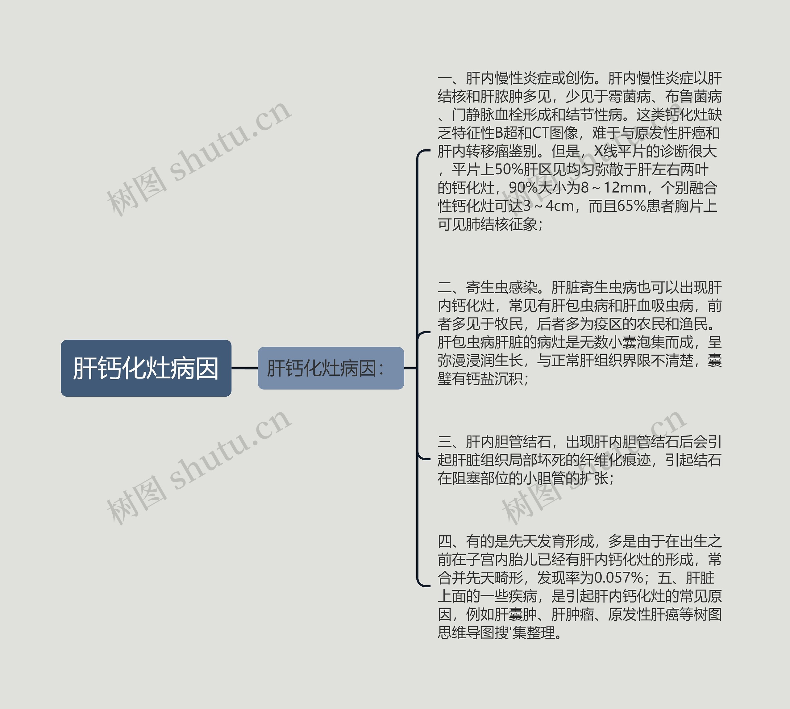 肝钙化灶病因思维导图