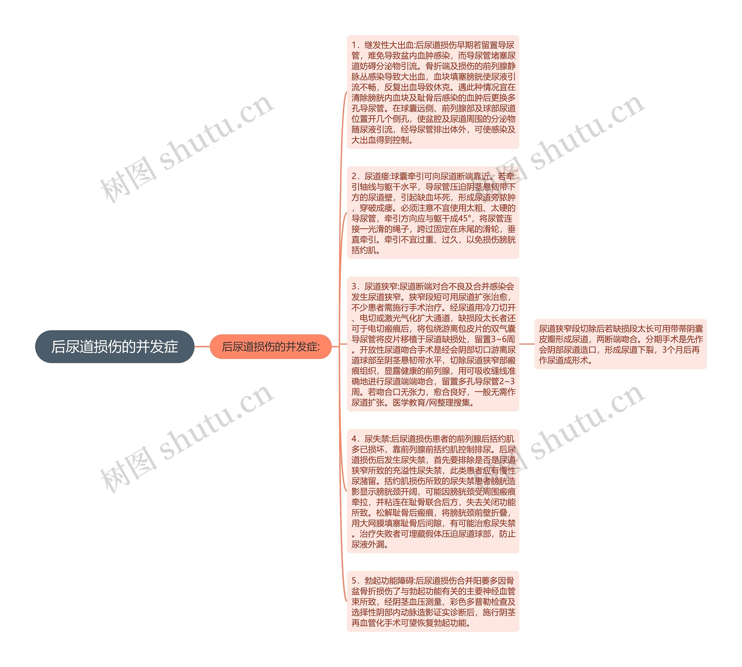 后尿道损伤的并发症思维导图