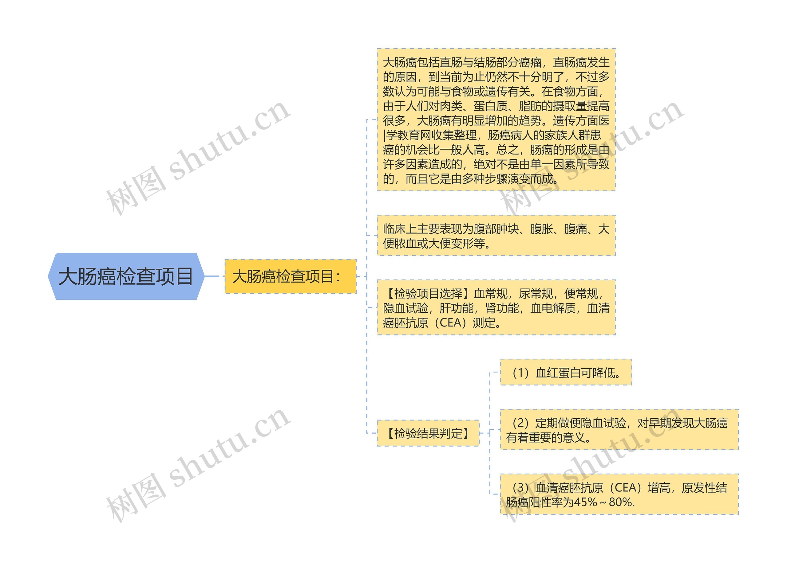 大肠癌检查项目思维导图