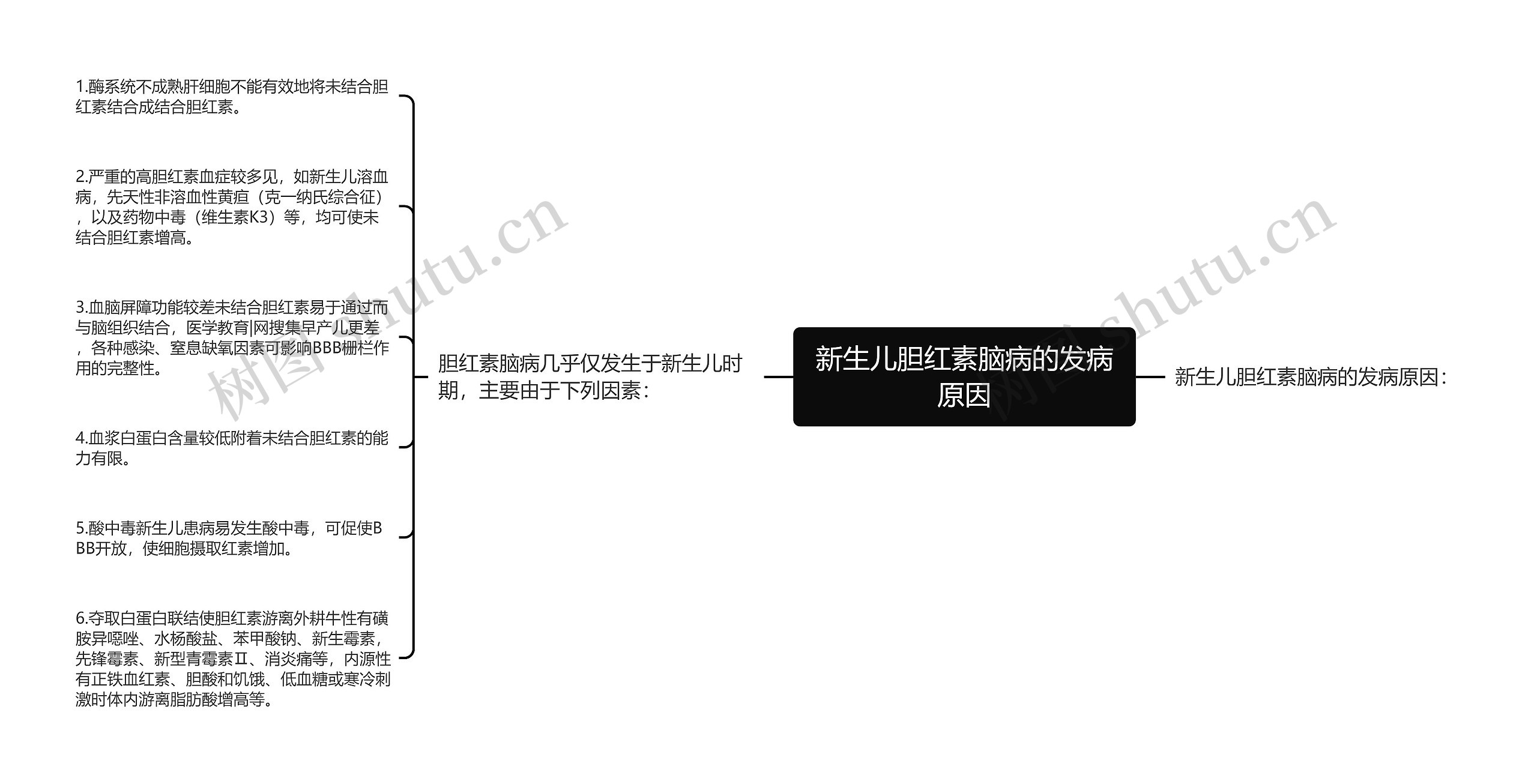 新生儿胆红素脑病的发病原因思维导图