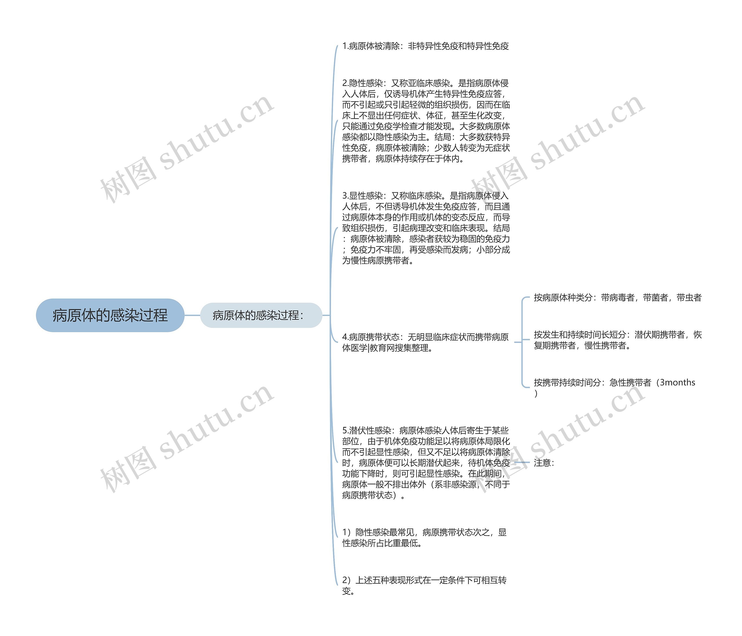 病原体的感染过程思维导图