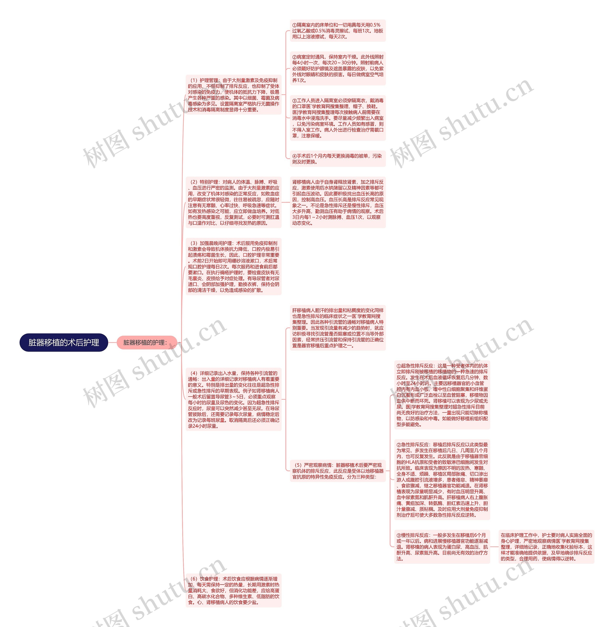 脏器移植的术后护理思维导图