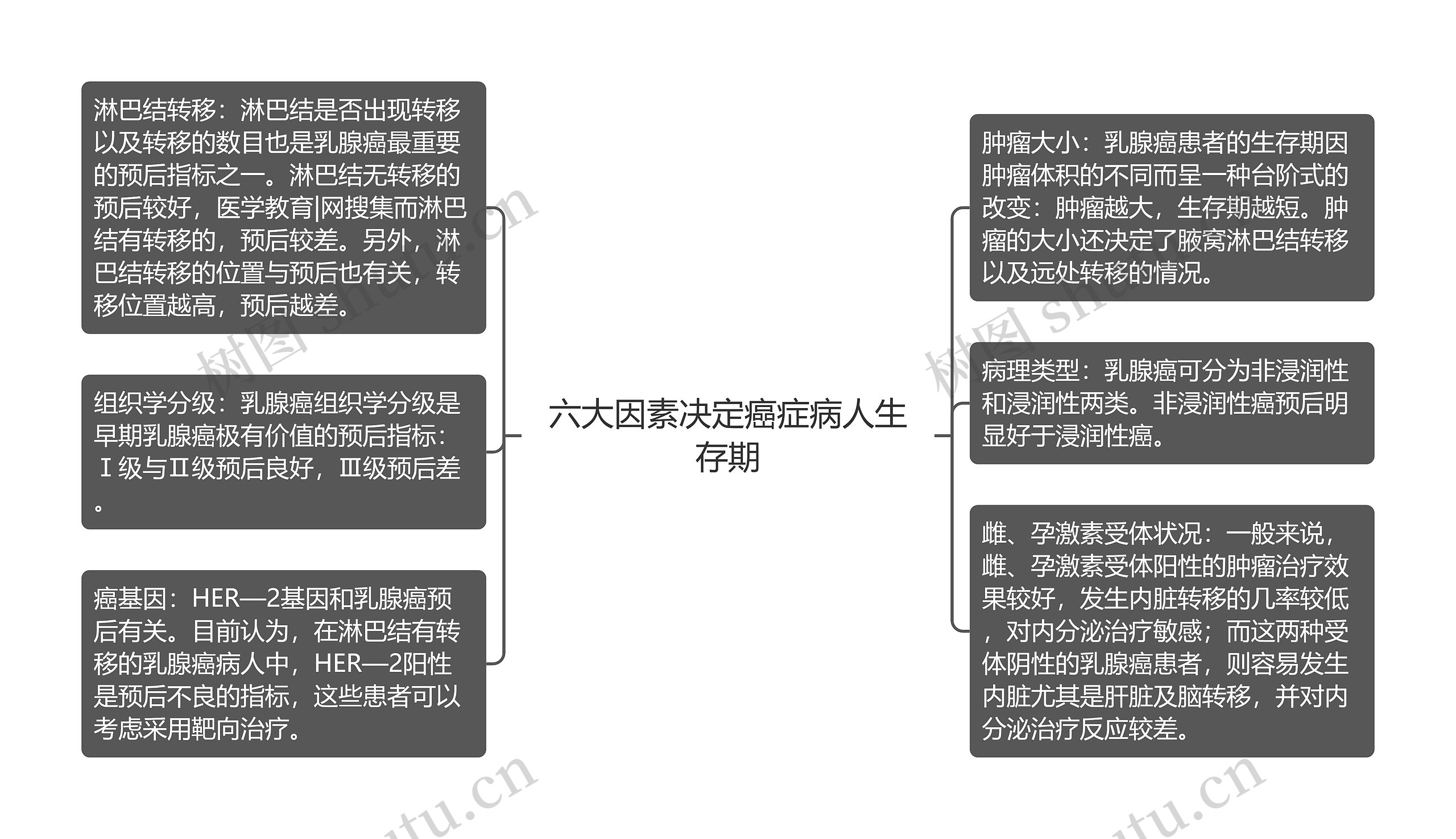 六大因素决定癌症病人生存期思维导图