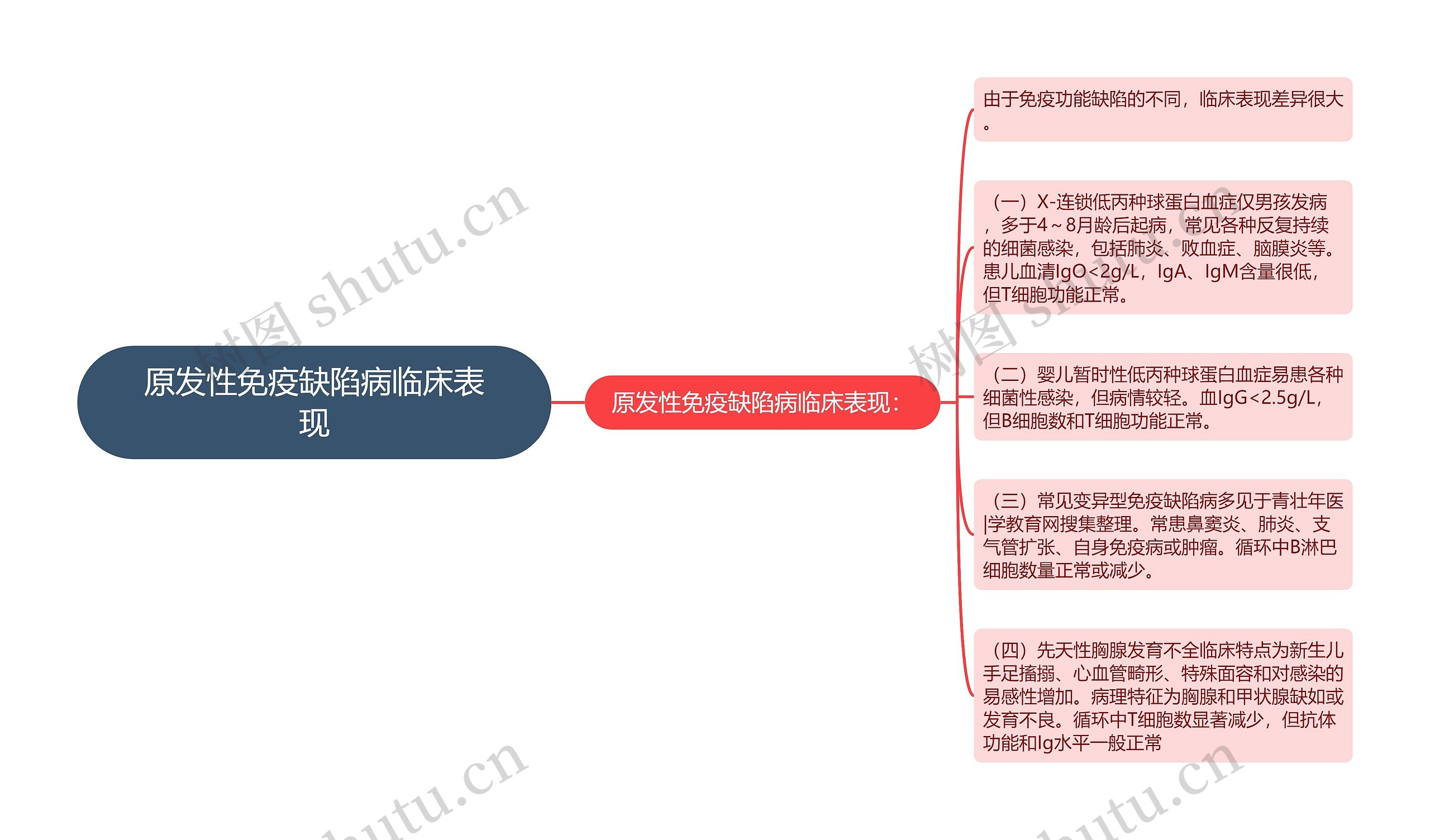 原发性免疫缺陷病临床表现思维导图