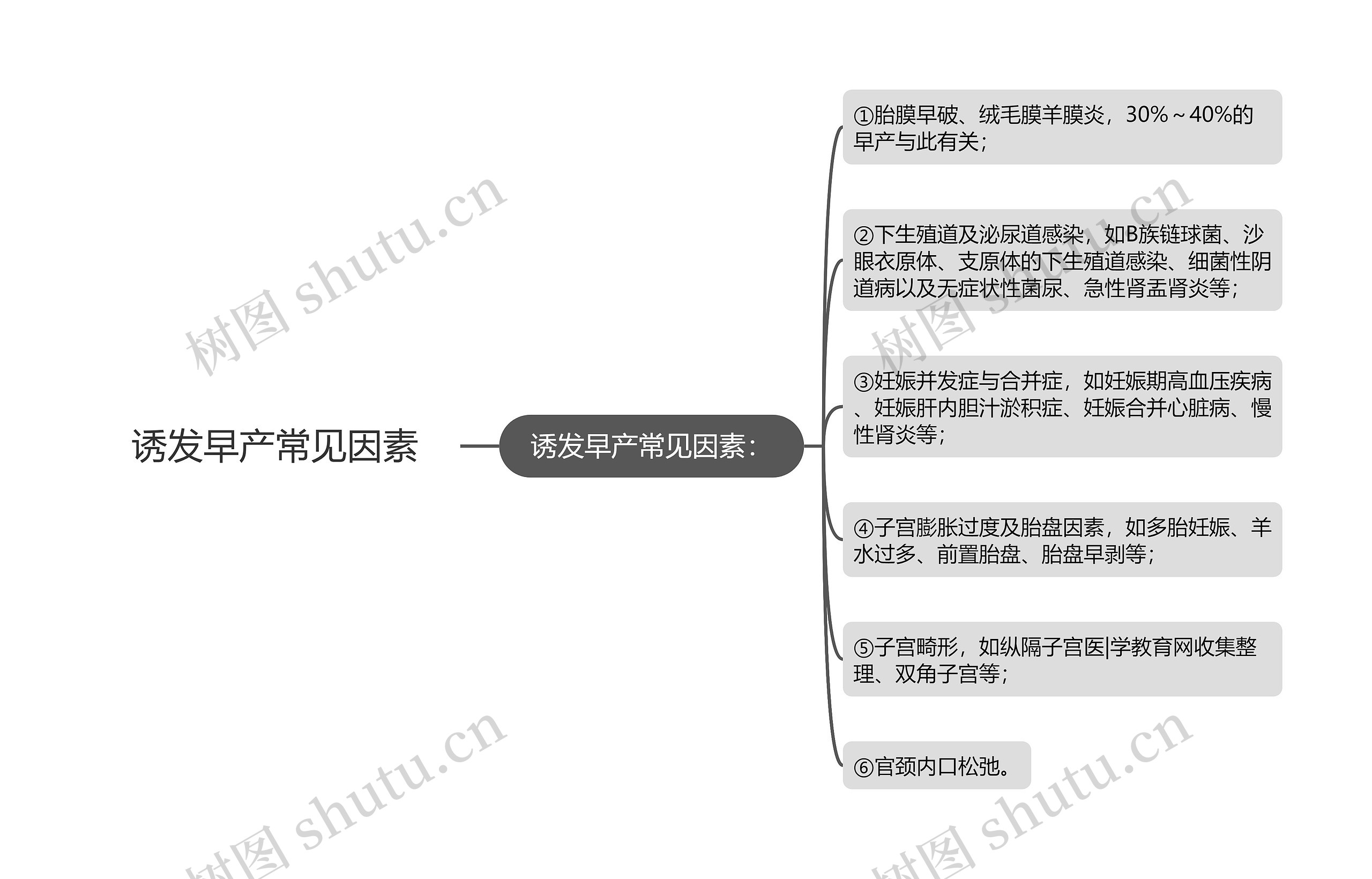 诱发早产常见因素思维导图