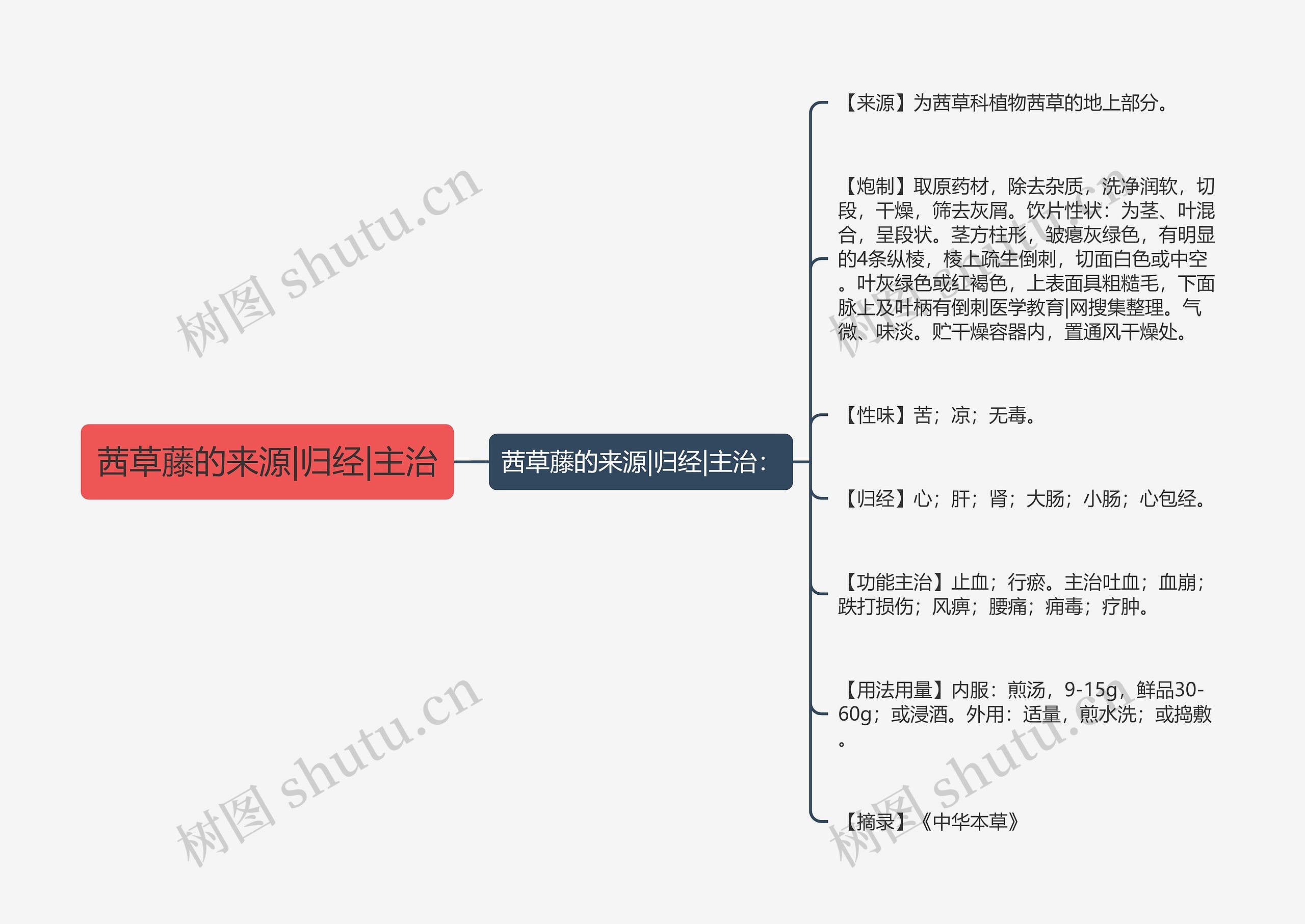 茜草藤的来源|归经|主治思维导图