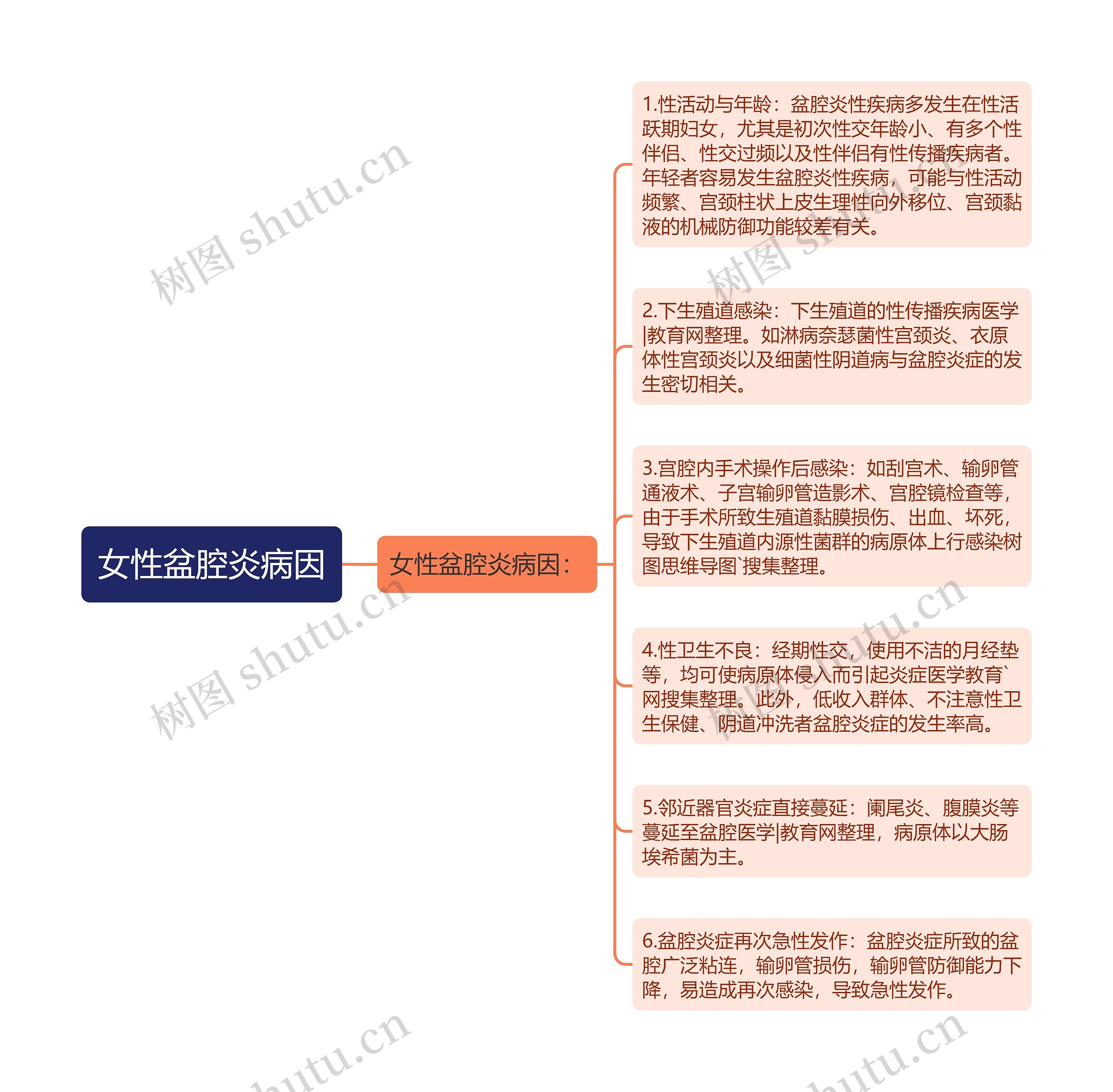 女性盆腔炎病因思维导图